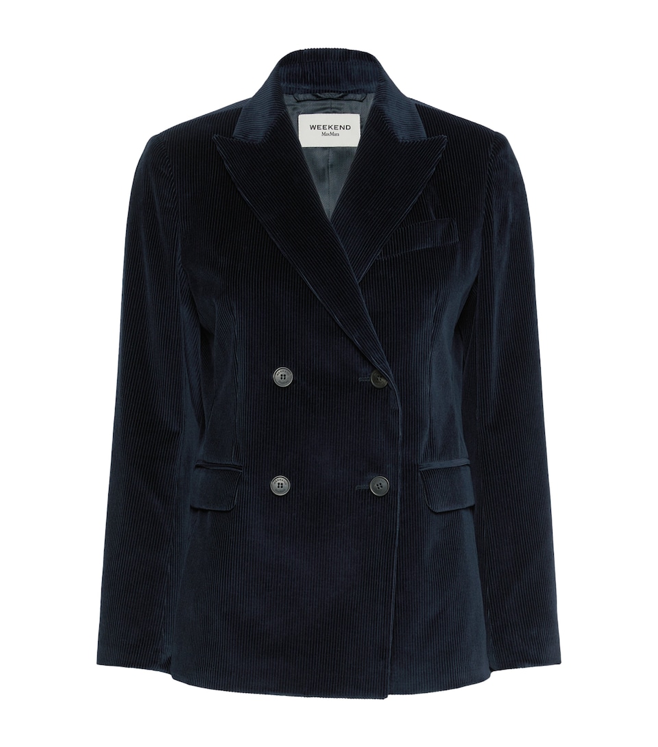 Weekend Max Mara Womens Corduroy Double-Breasted Blazer Navy
