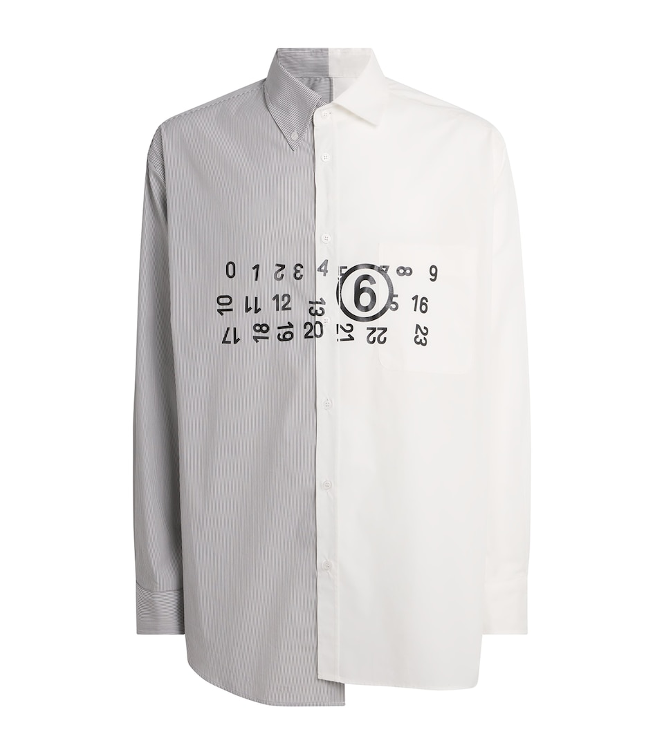 MM6 Maison Margiela Mens Oversized Stripe Numeric Shirt Off White/grey