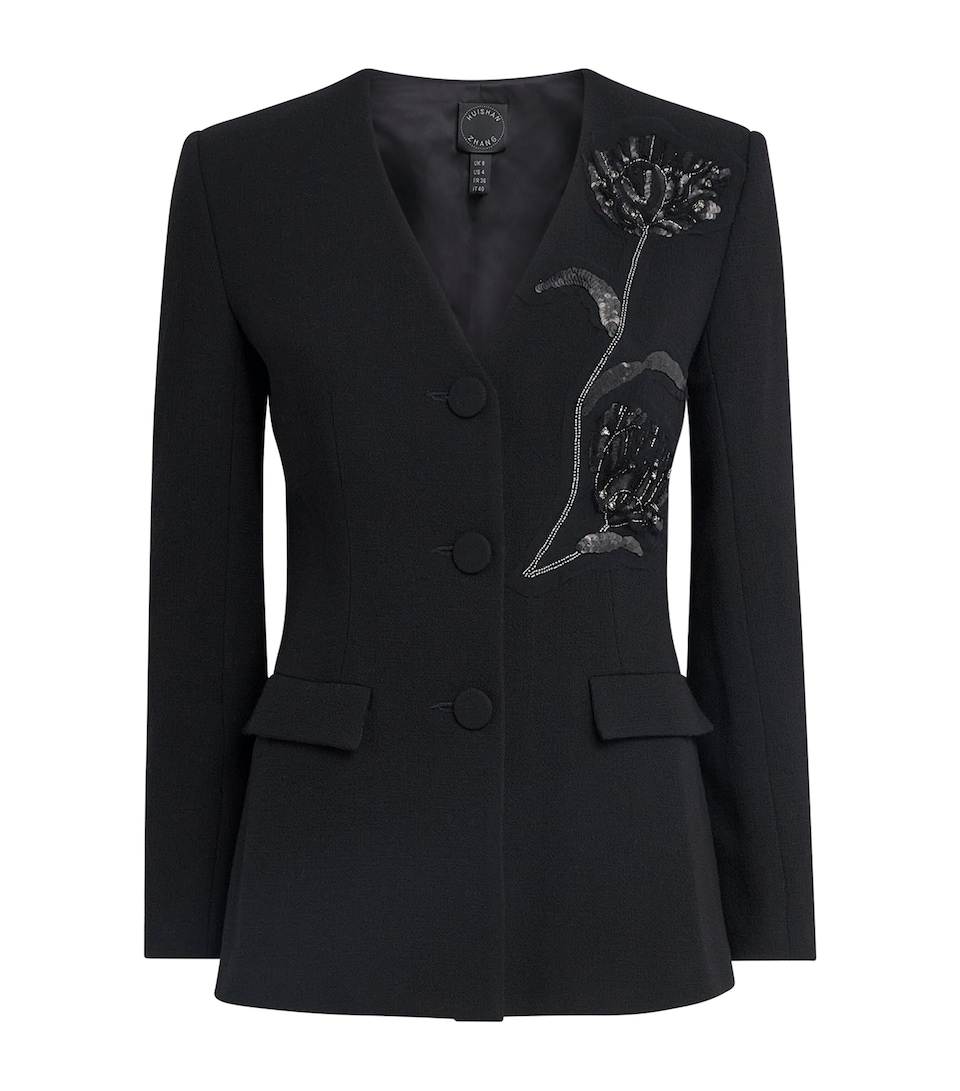 Huishan Zhang Womens Wool Brynn Blazer Black