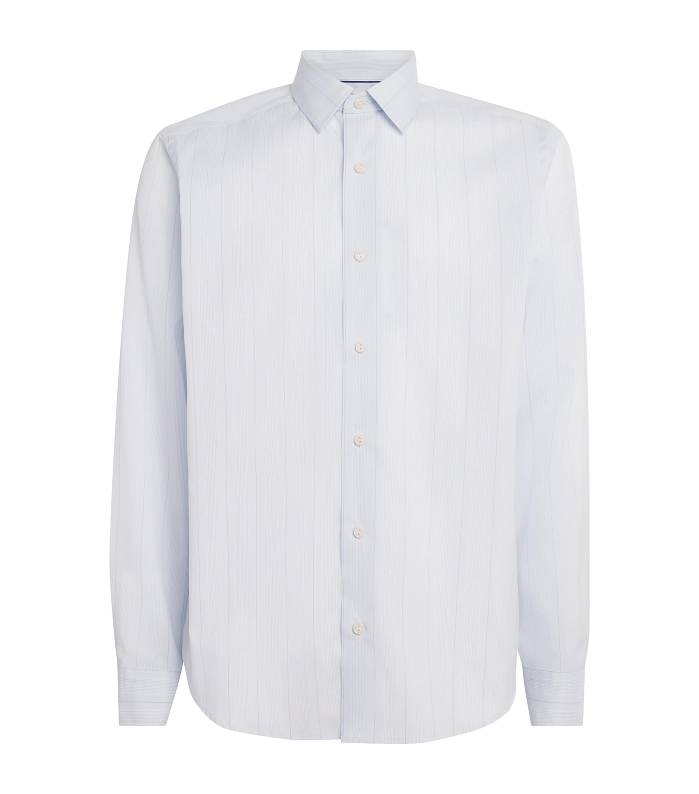 Eton Mens Cotton Stripe Shirt Light Blue