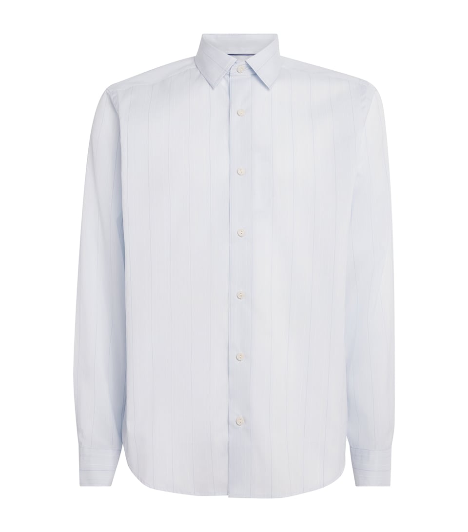 Eton Mens Cotton Stripe Shirt Light Blue