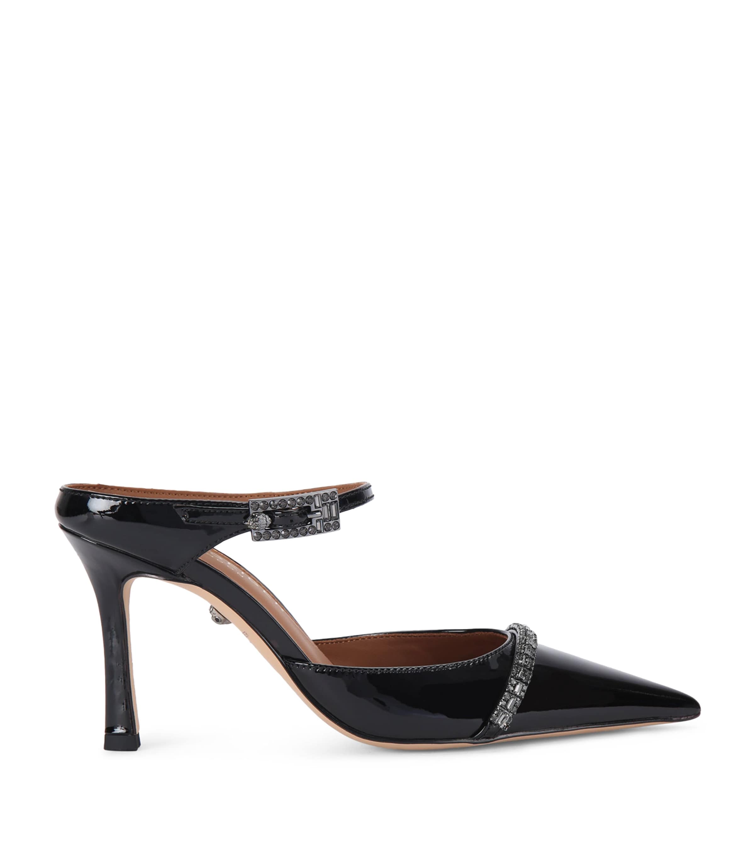 Patent Leather Embellished Strass Point Mules 90