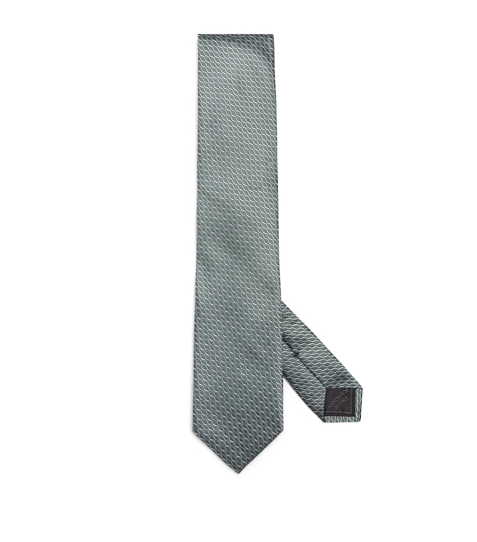 Silk Geometric-Jacquard Tie