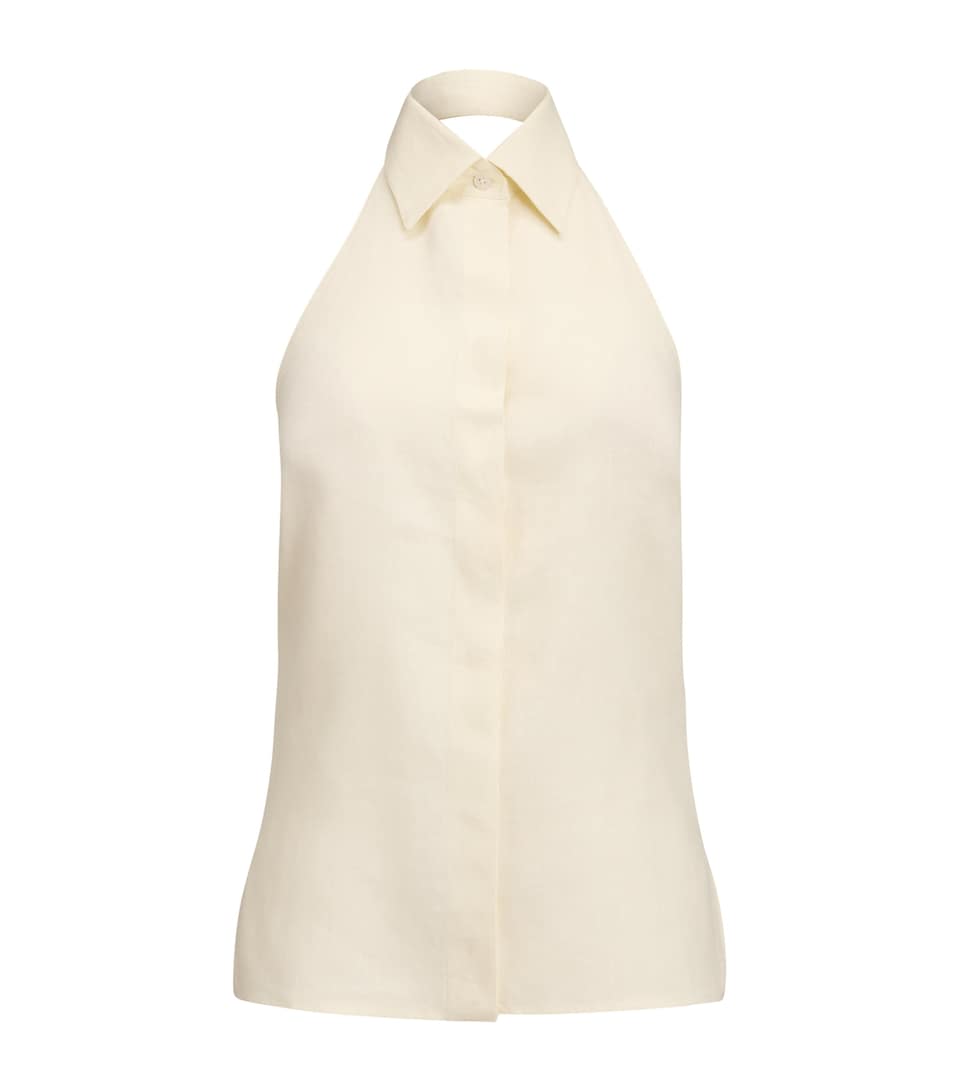 Ralph Lauren Collection Womens Linen Eldred Sleeveless Top Lux Cream