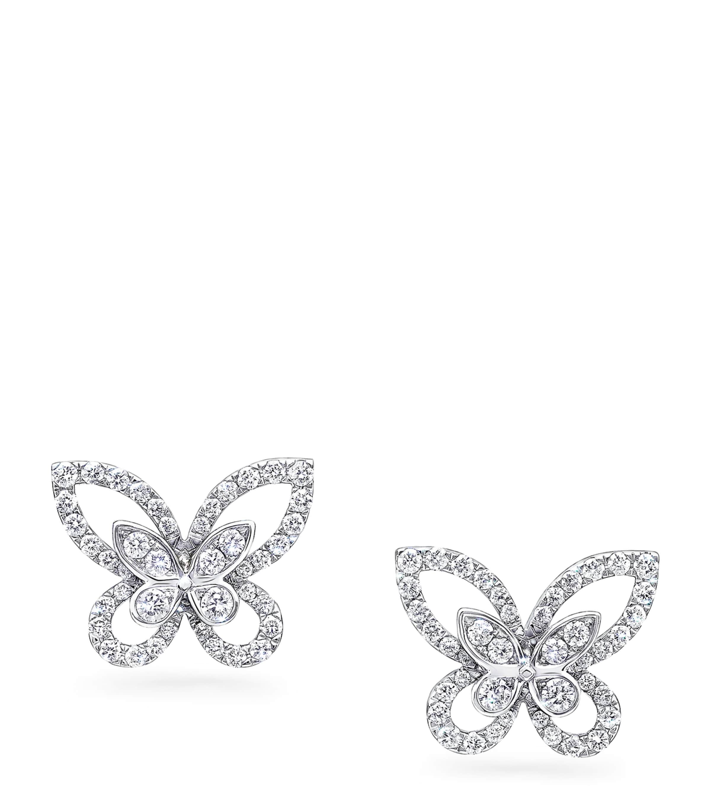 Graff White Gold and Diamond Butterfly Earrings White Gold