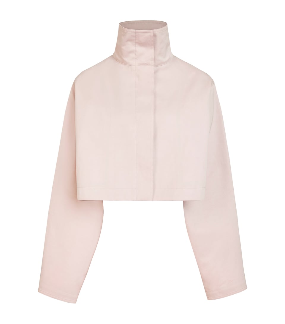 Alaïa Womens Cotton-Silk Cropped Jacket Pink