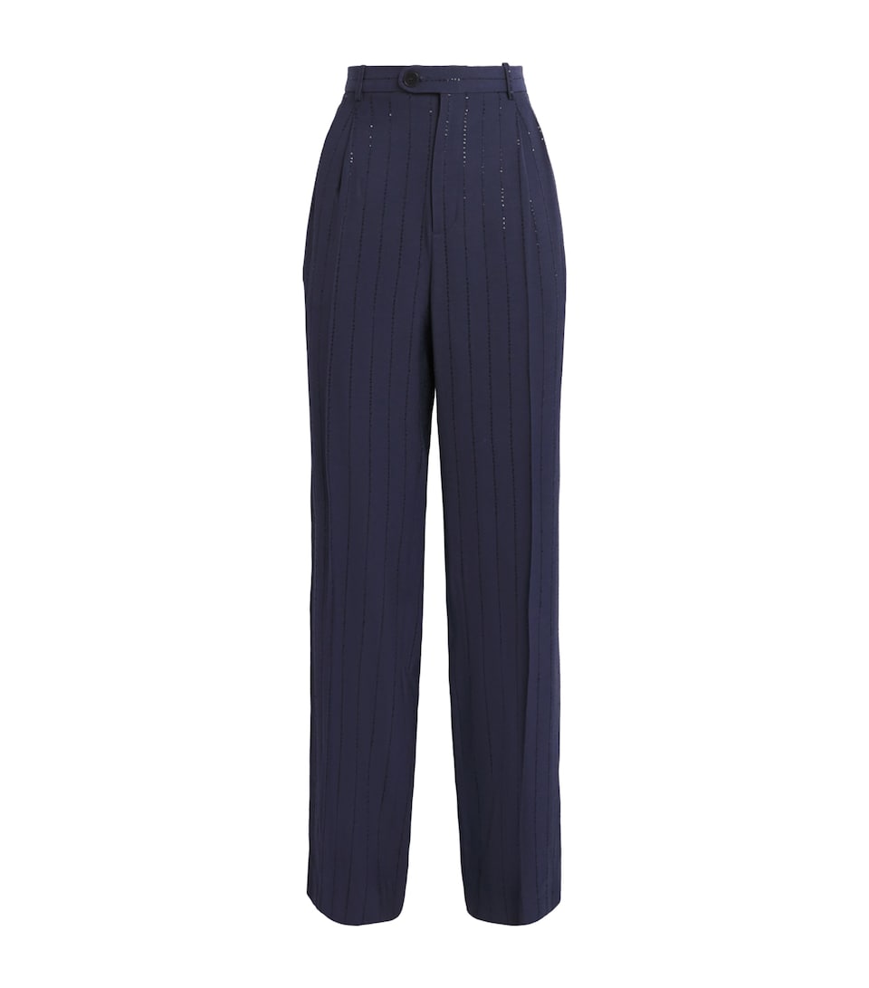 Sandro Paris Womens Embellished Stripe Trousers Dark Navy