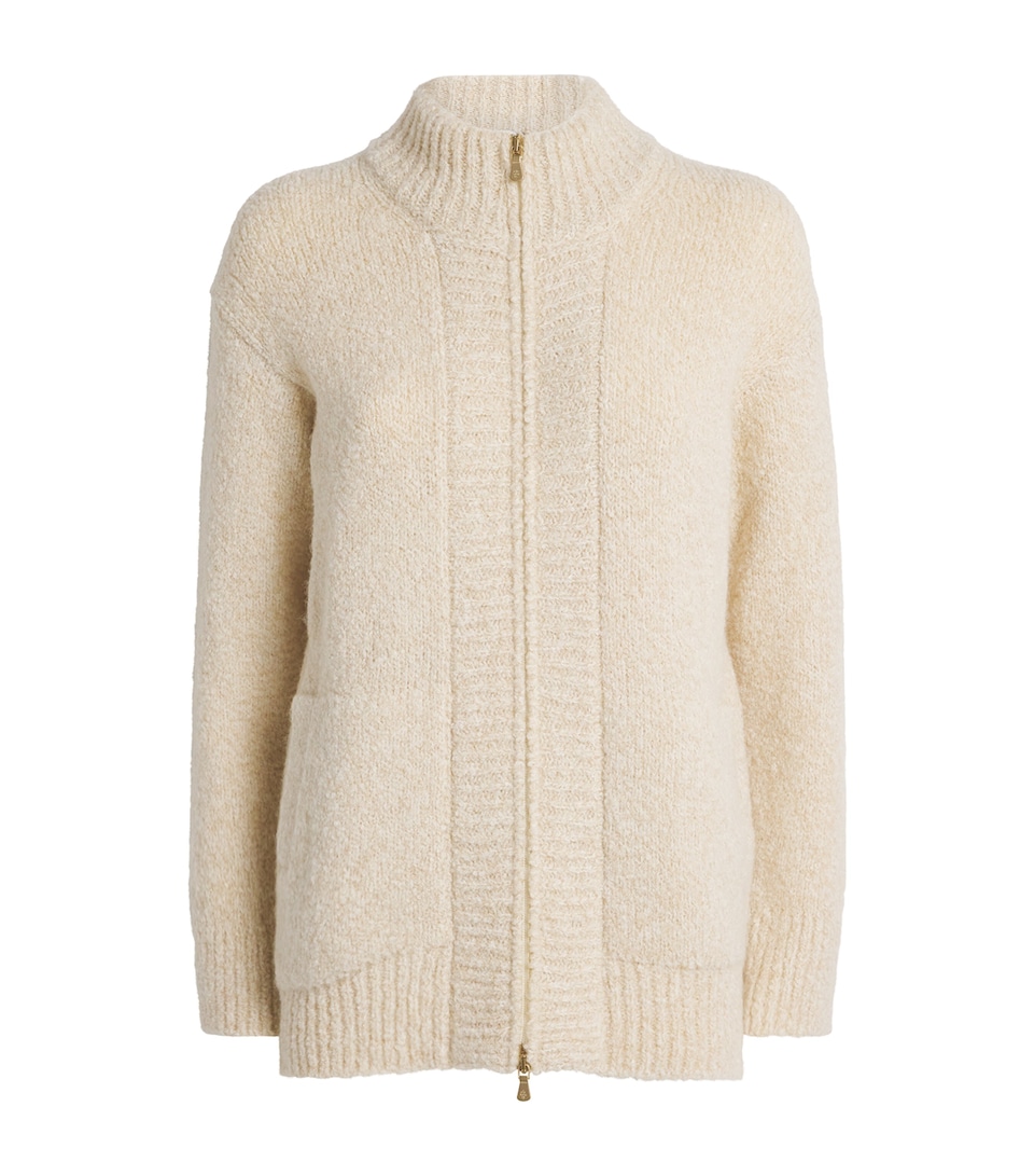 Wool-Blend Knitted Zip-Up Jacket