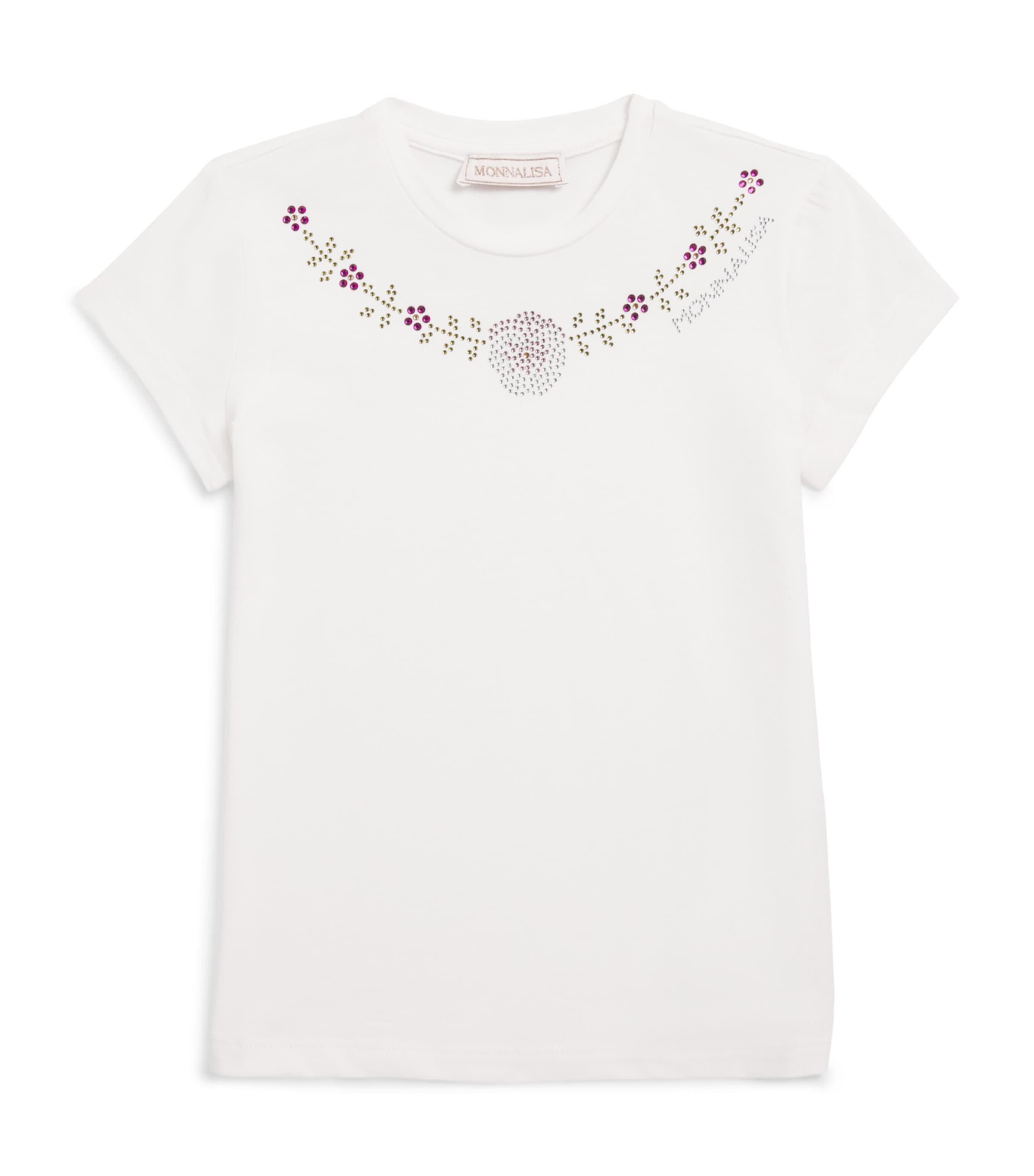 Monnalisa Embellished T-Shirt (2-12 Years) Panna