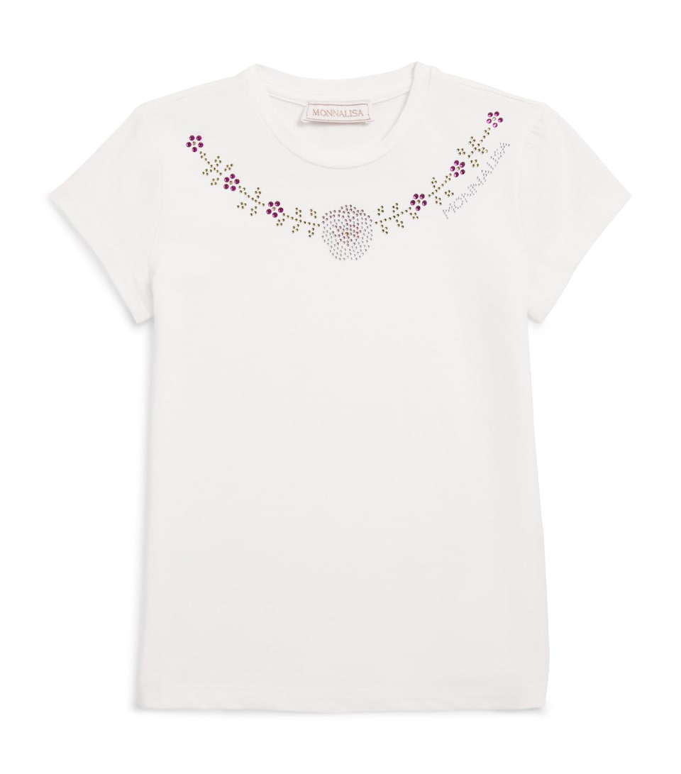 Monnalisa Embellished T-Shirt (2-12 Years) Panna