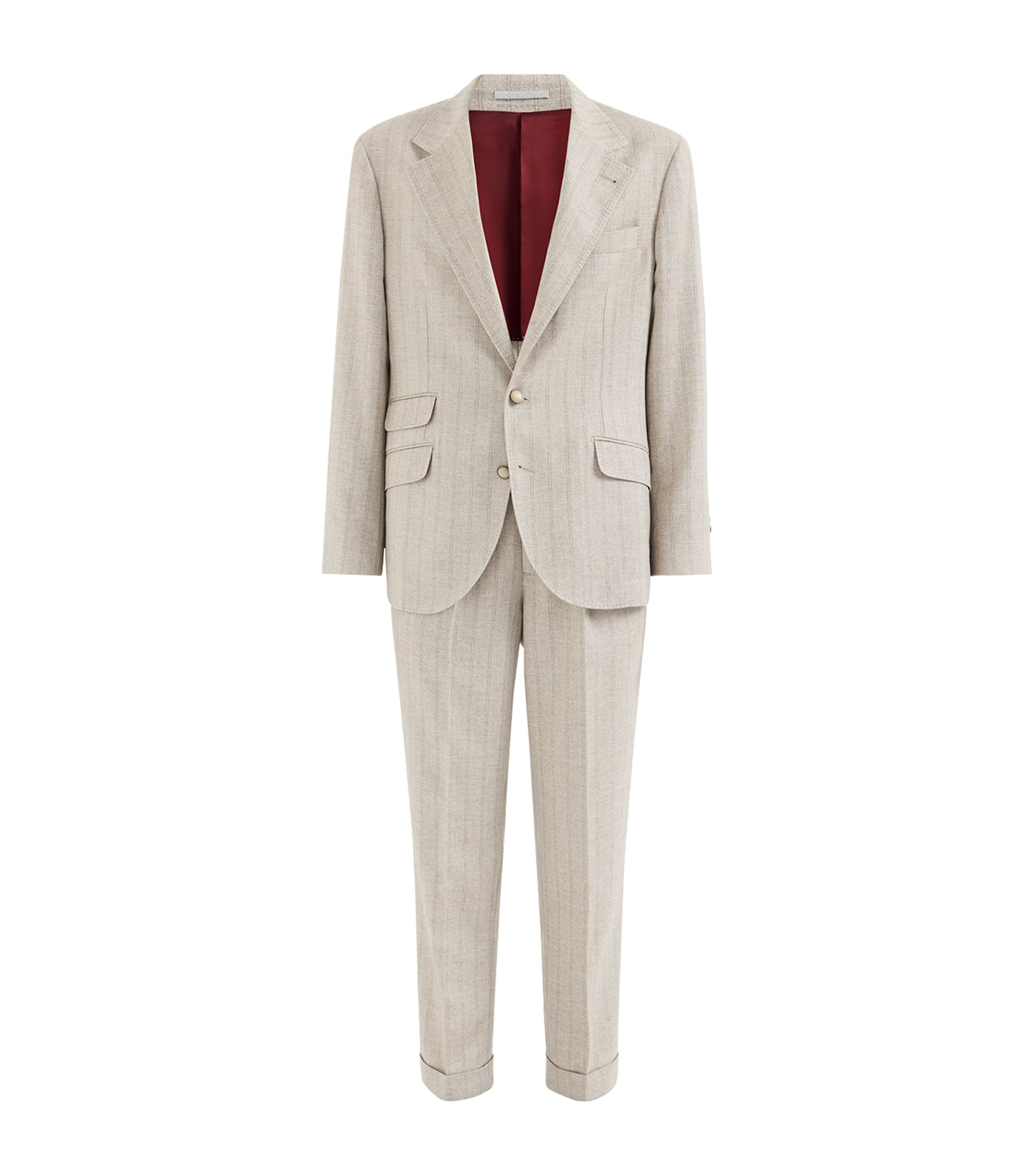 Brunello Cucinelli Mens Cashmere-Silk Stripe Two-Piece Suit