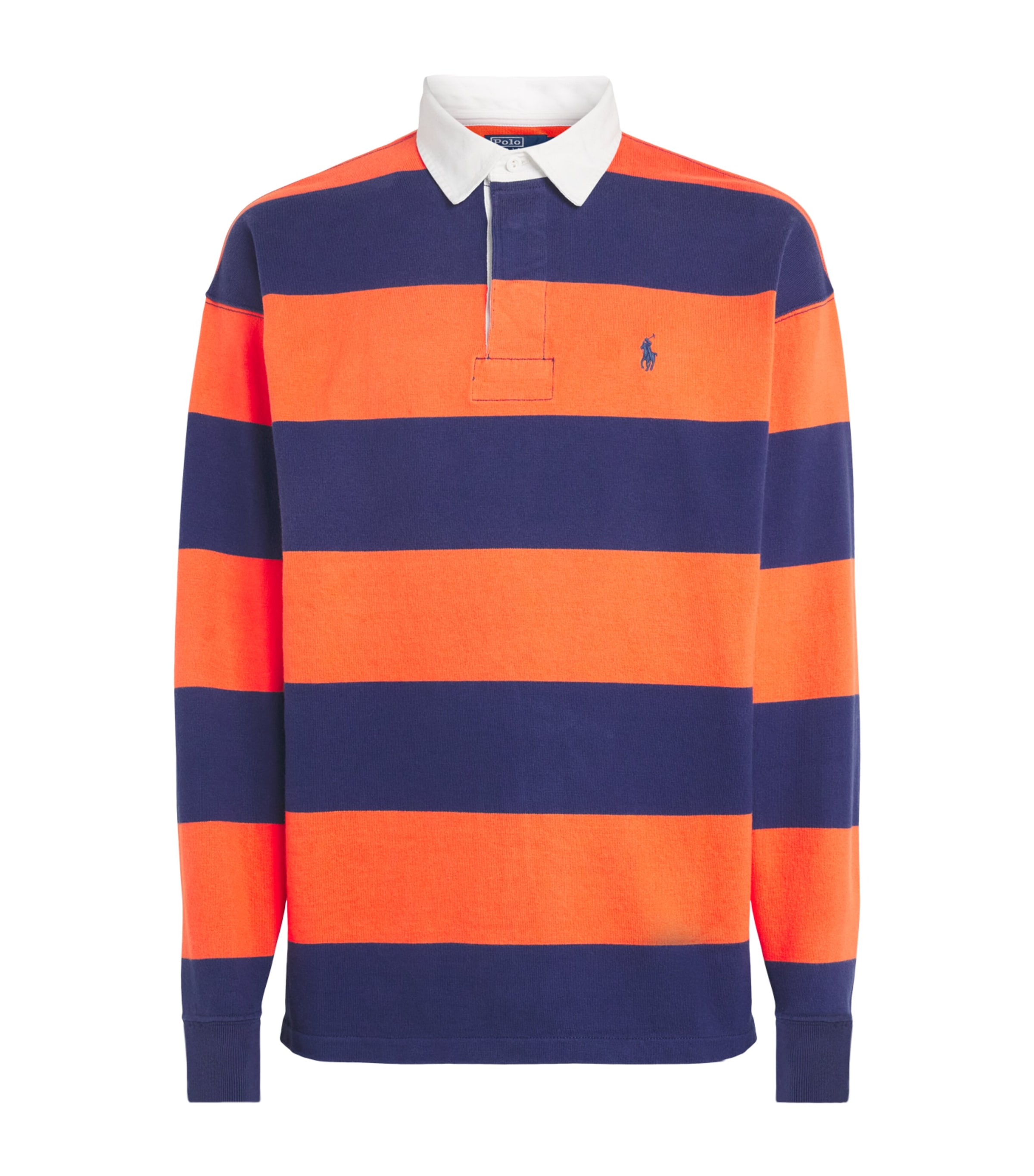 Polo Ralph Lauren Mens Cotton Stripe Rugby Shirt Kona Ornge/drk Cblt