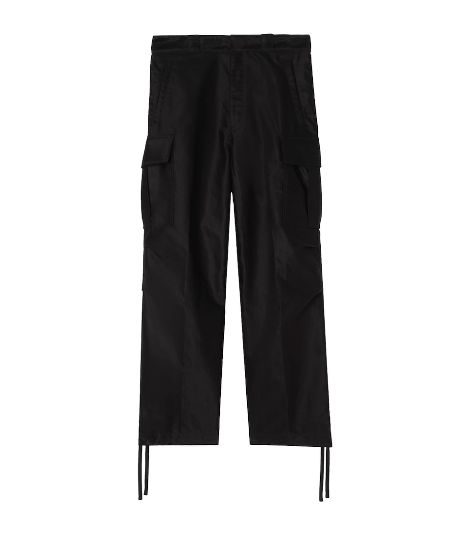 Burberry Mens Cotton Sateen Cargo Trousers Black