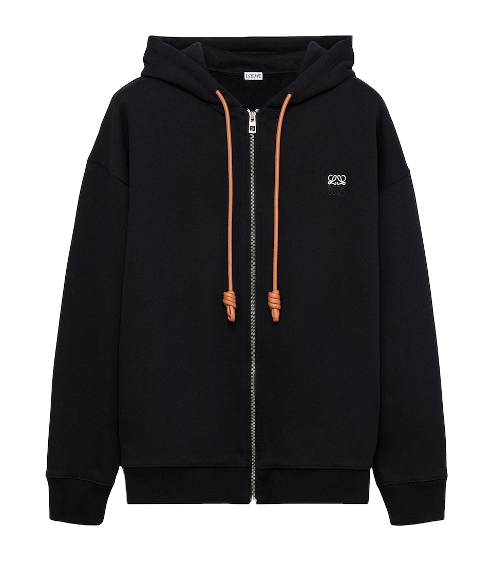 LOEWE Mens Cotton-Blend Anagram Hoodie Black