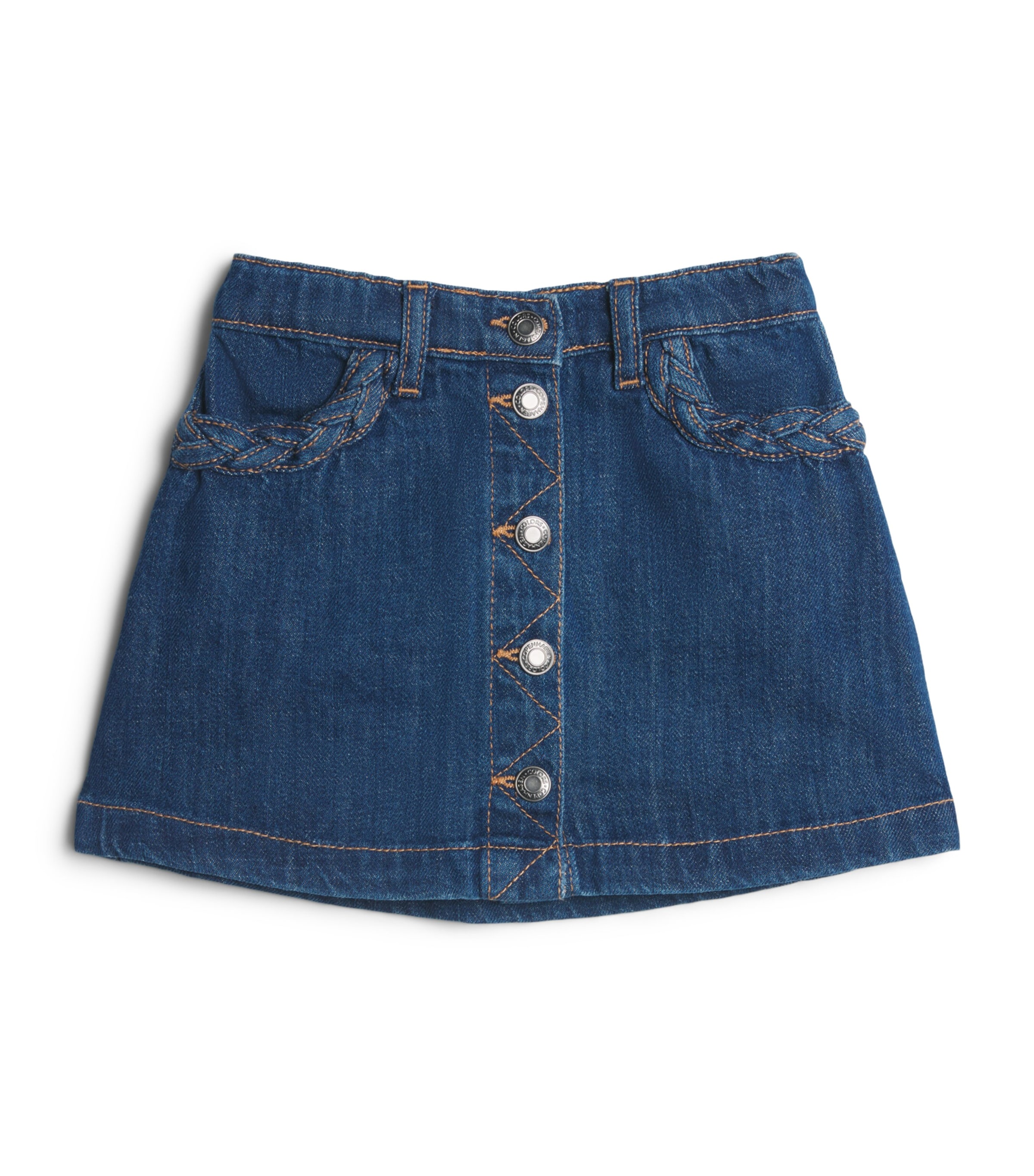 Copenhagen Colors Braid-Detail Denim Skirt (2-12 Years) Indigo Blue Wash