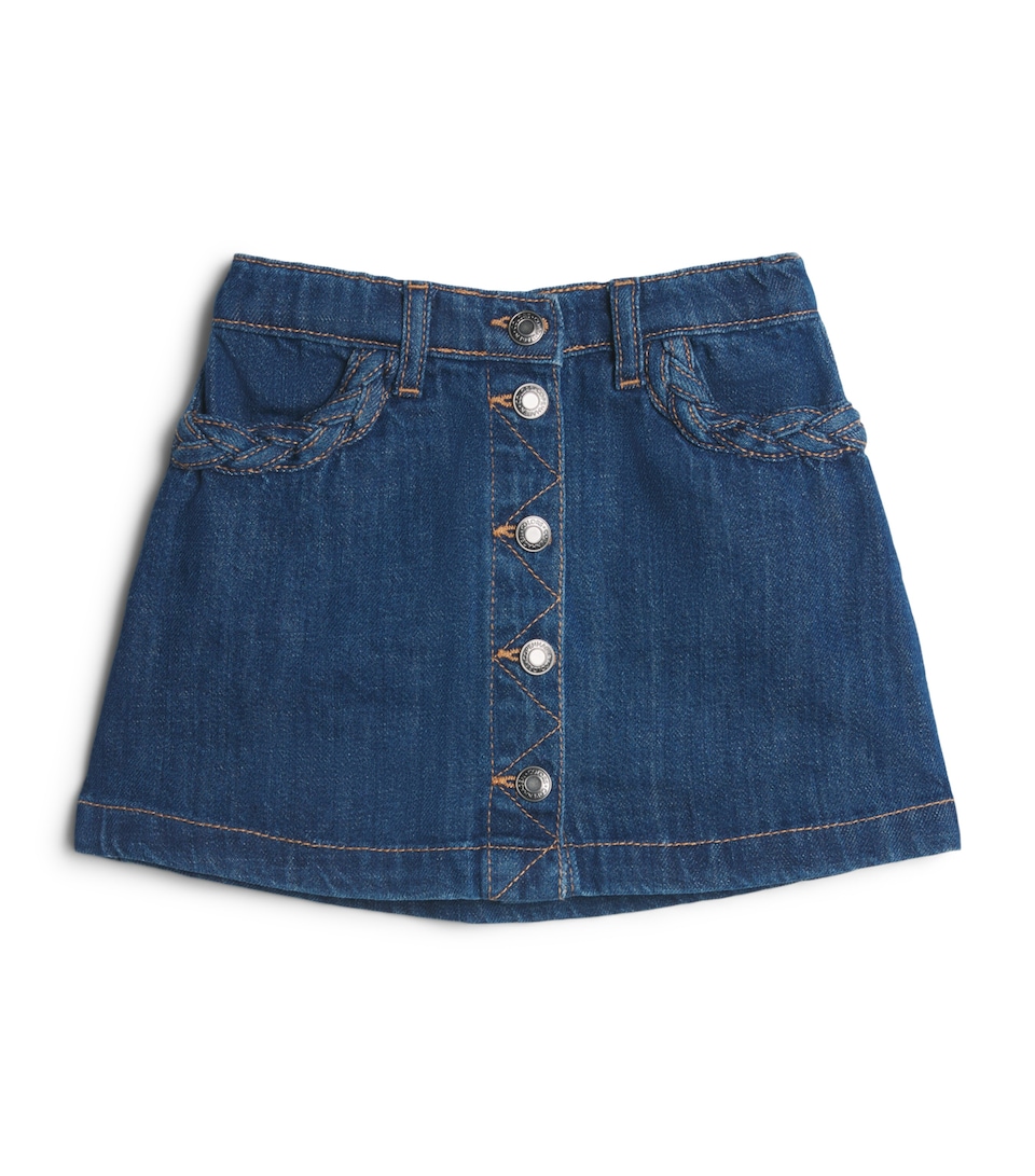 Copenhagen Colors Braid-Detail Denim Skirt (2-12 Years) Indigo Blue Wash