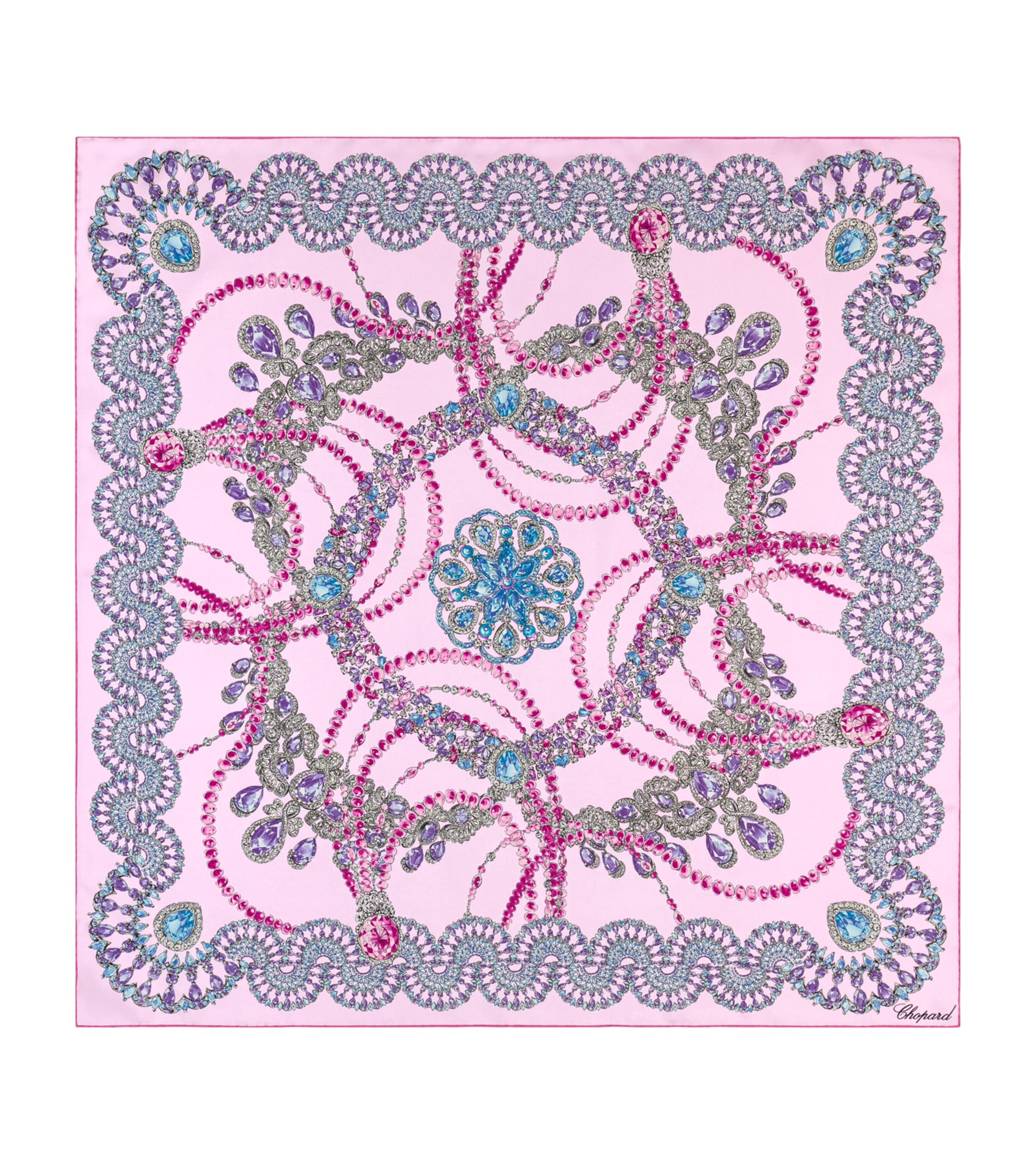 Chopard Organic Silk Precious Lace Square Scarf Light Pink