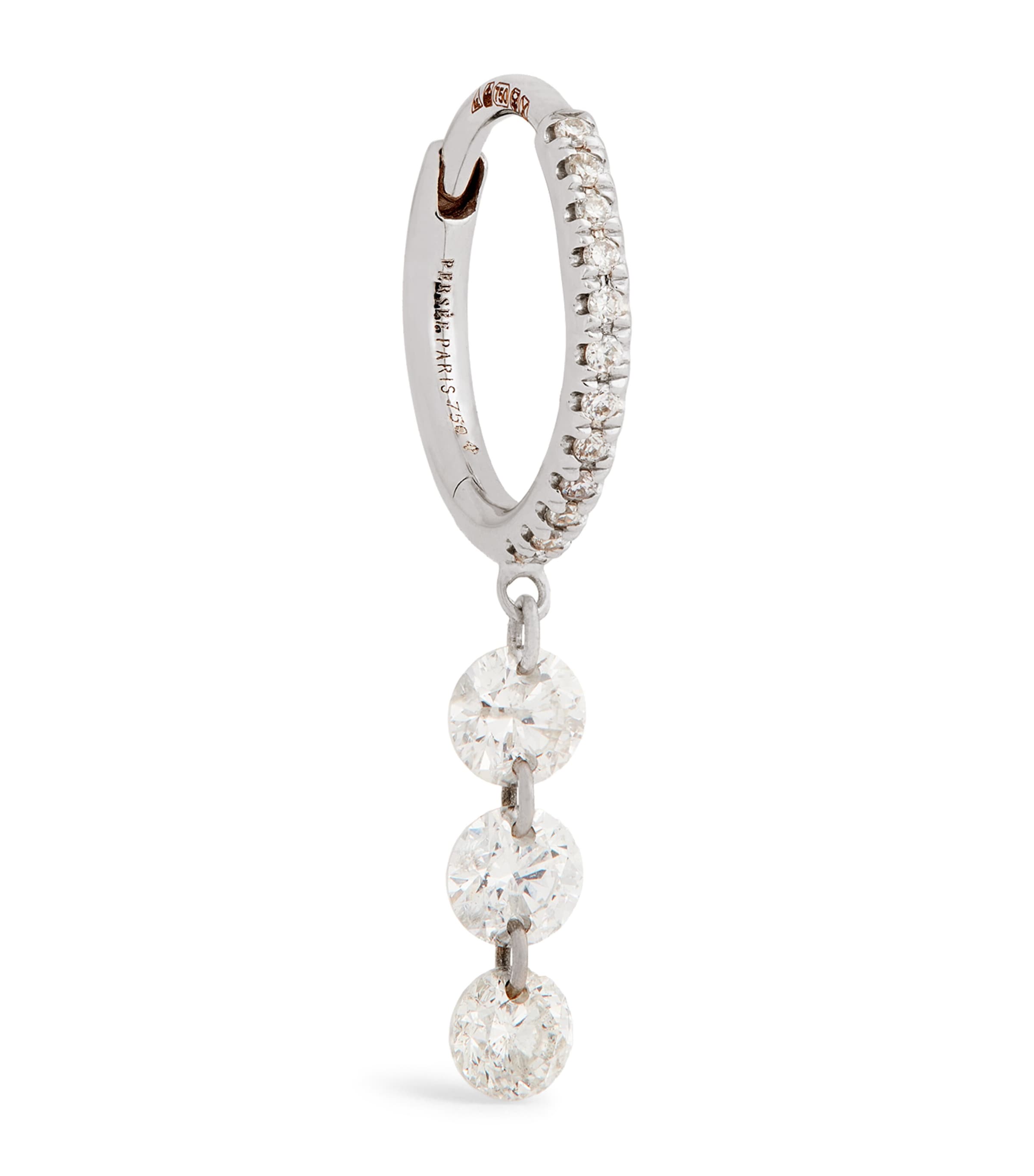 White Gold and Diamond Danaé Single Hoop Earring