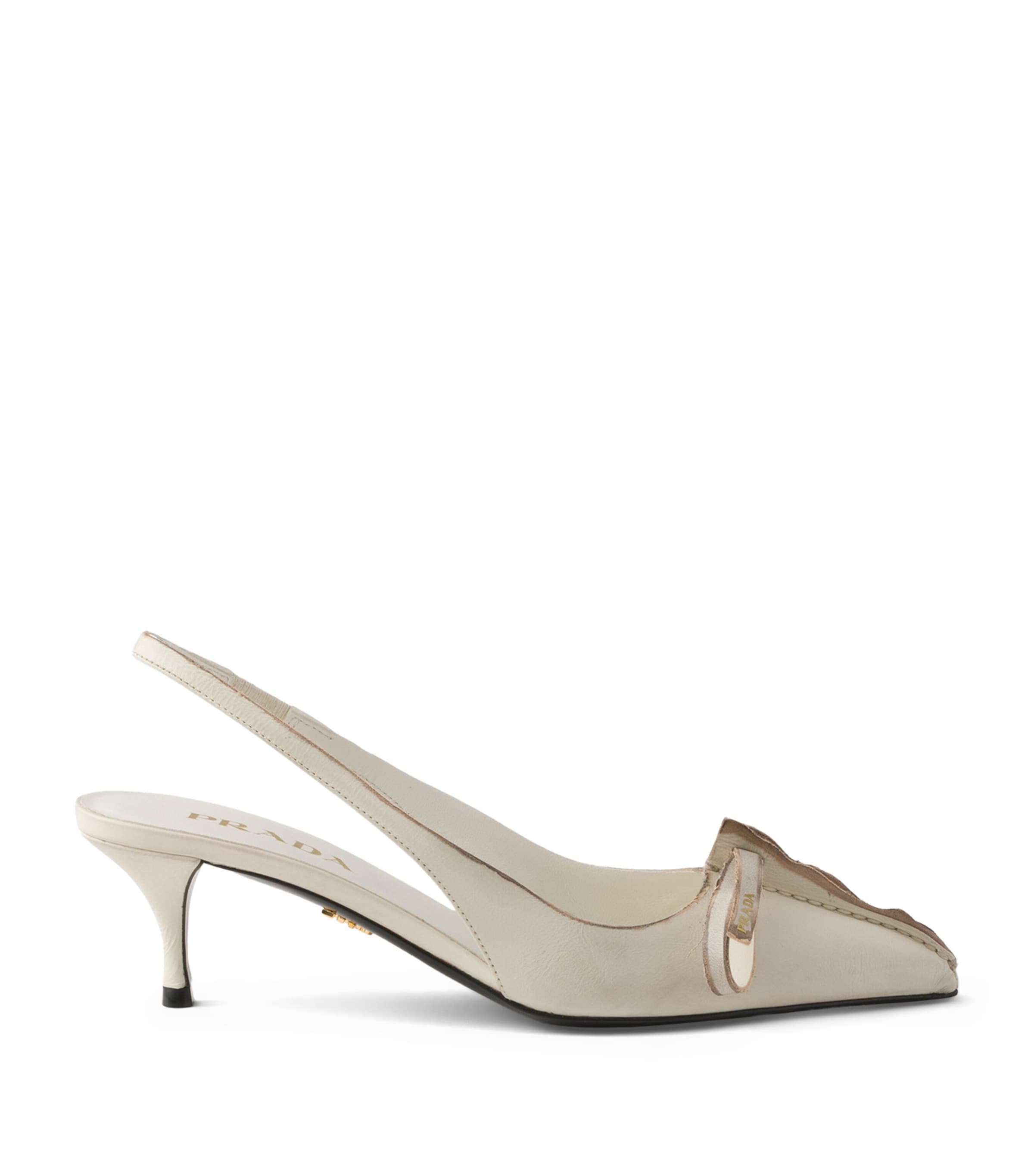 Prada Antiqued Leather Slingback Pumps 55 Neutral