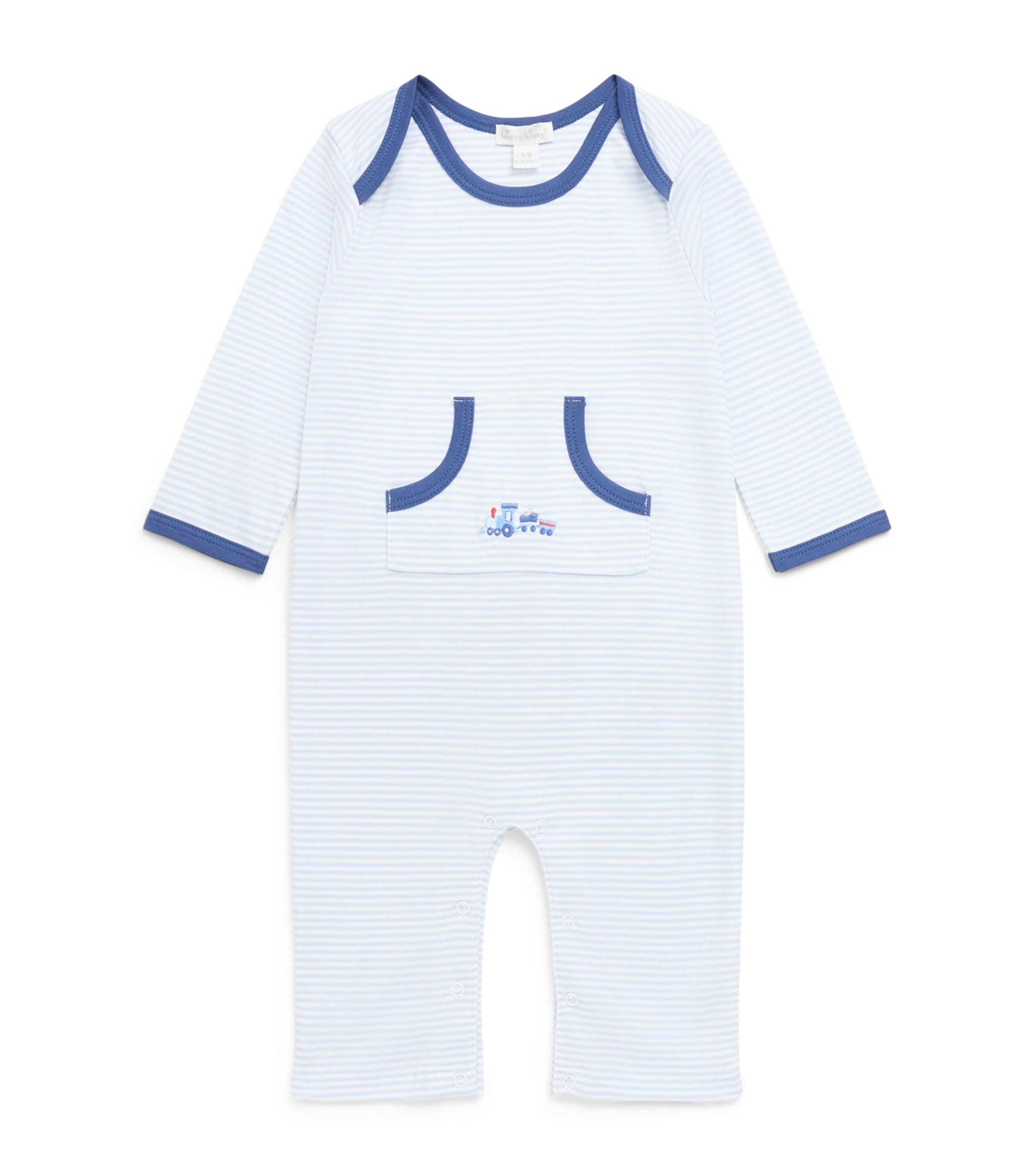 Kissy Kissy Pima Cotton Stripe All-In-One (9 Months) Light Blue