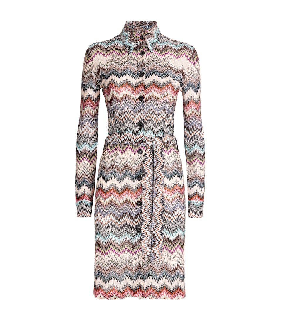 Knitted Zigzag Shirt Midi Dress