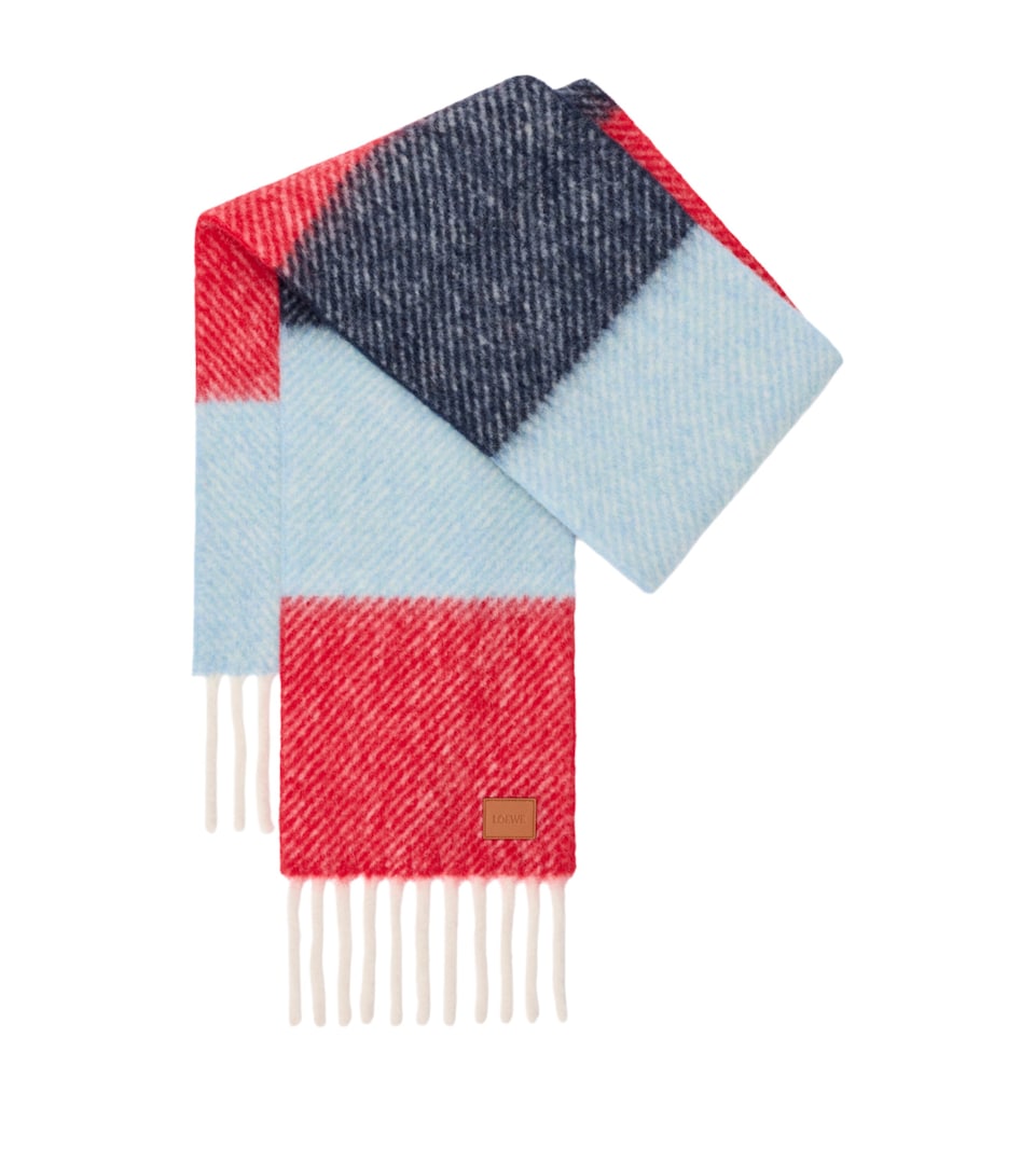 LOEWE Alpaca-Wool-Blend Scarf Red/blue