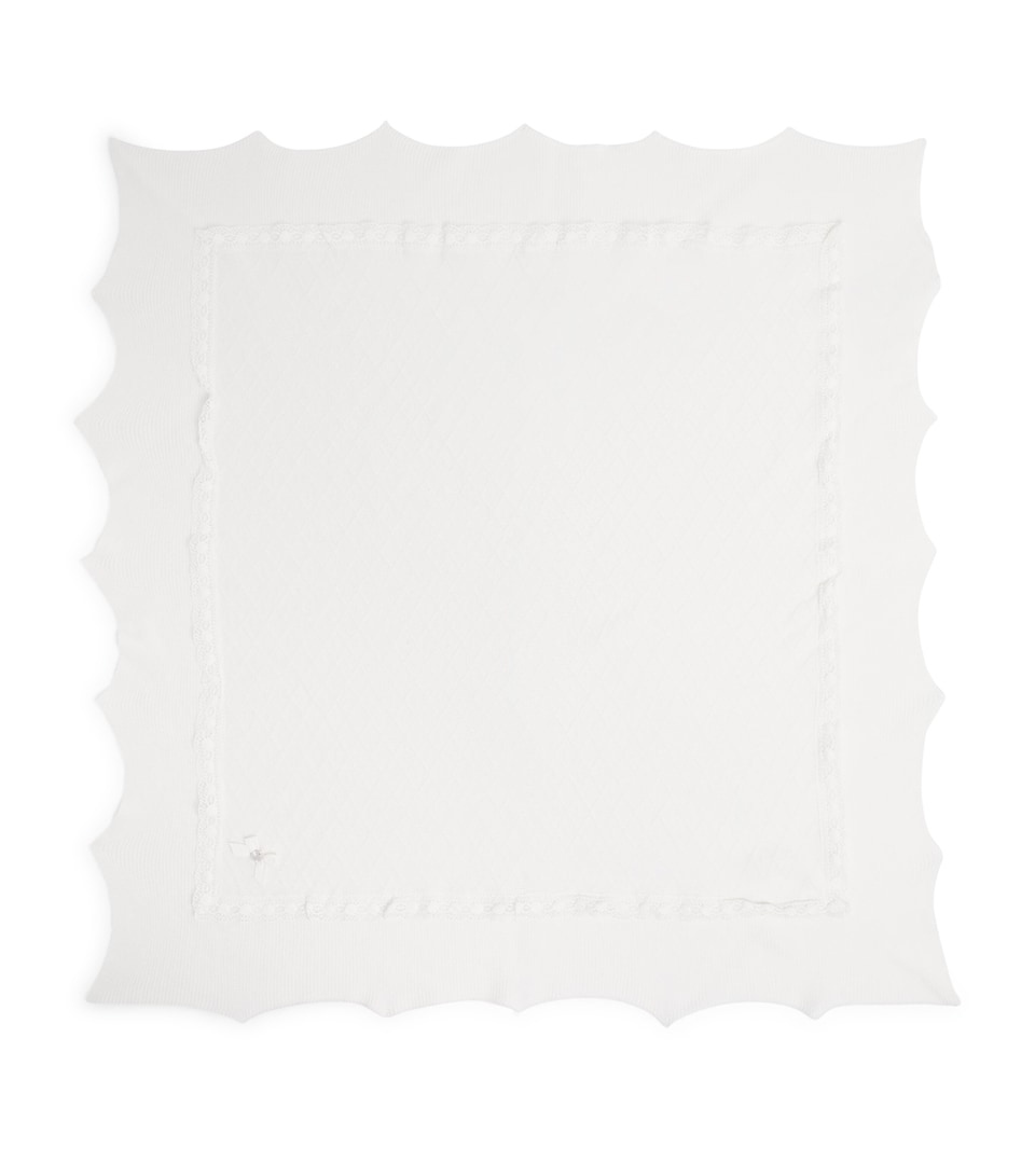 Paz Rodriguez Cotton Lace-Trim Shawl Cream/cream