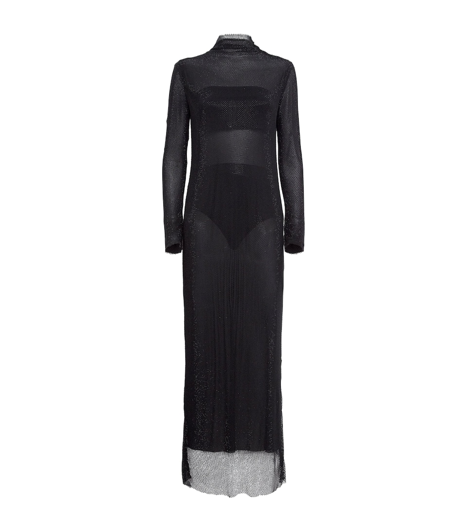 Rhinestone Mesh Lunette Maxi Dress