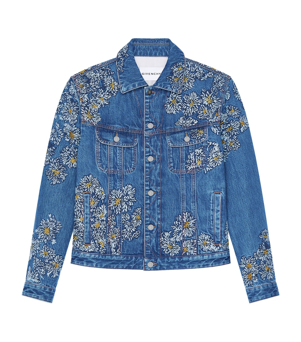 Givenchy Mens Floral Embroidered Denim Jacket