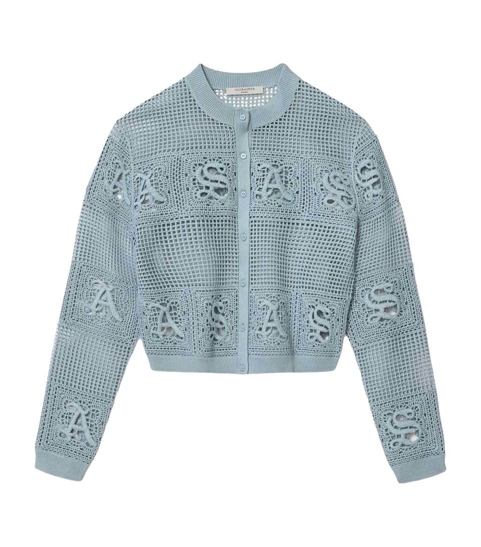 AllSaints Womens Organic Cotton Kyra Cardigan Quarry Blue