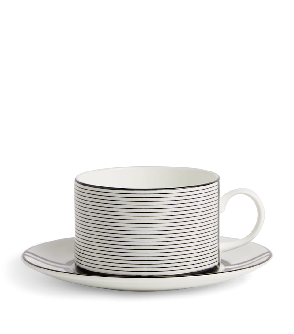 Wedgwood x Vera Wang Luxe Graphite Teacup and Saucer White