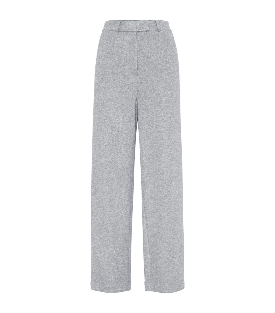 Sparkling Piqué Wide-Leg Trousers