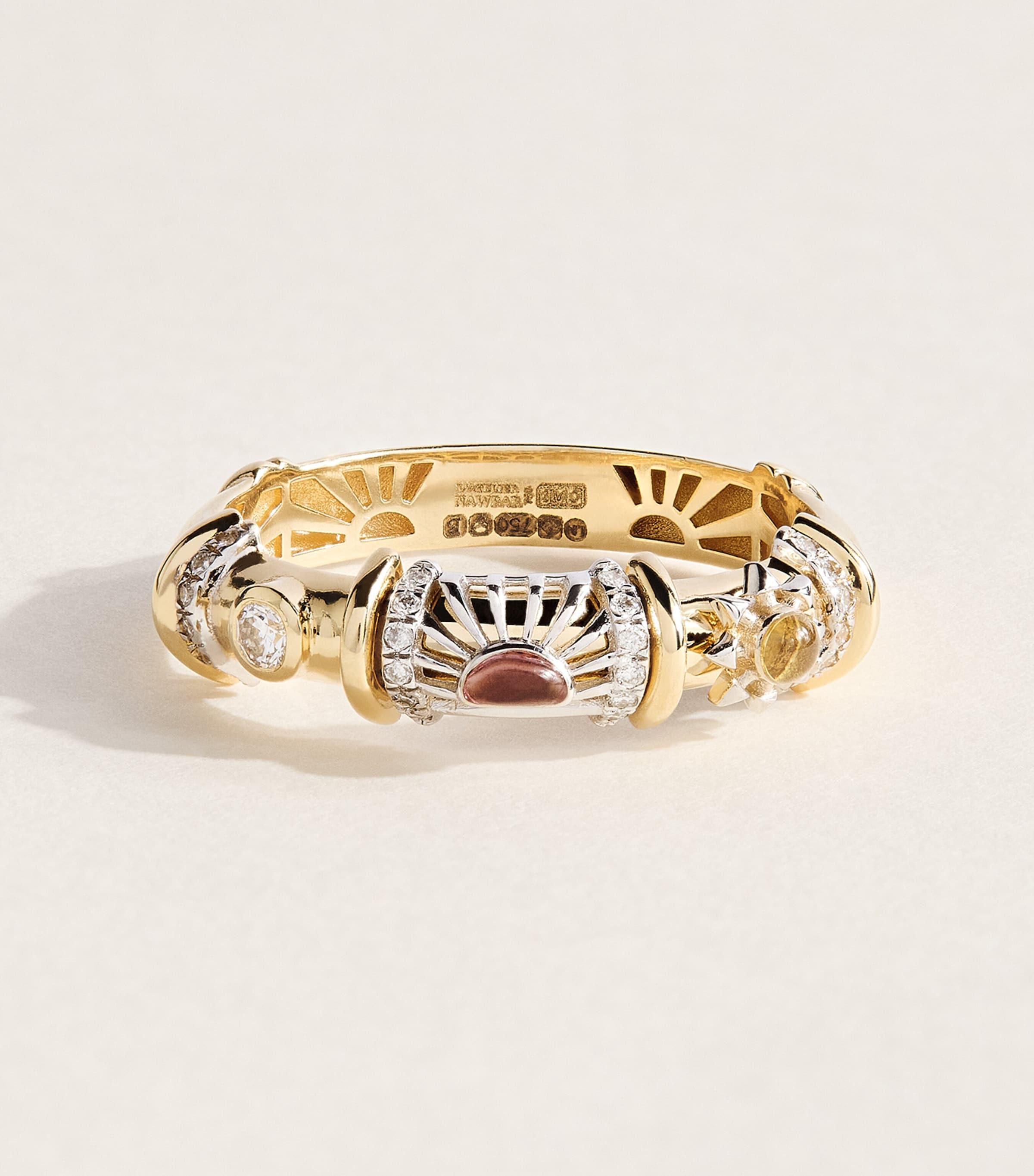 L'ATELIER NAWBAR Yellow Gold and Diamond Lot N*93 Milky Multicharm Ring Yellow Gold