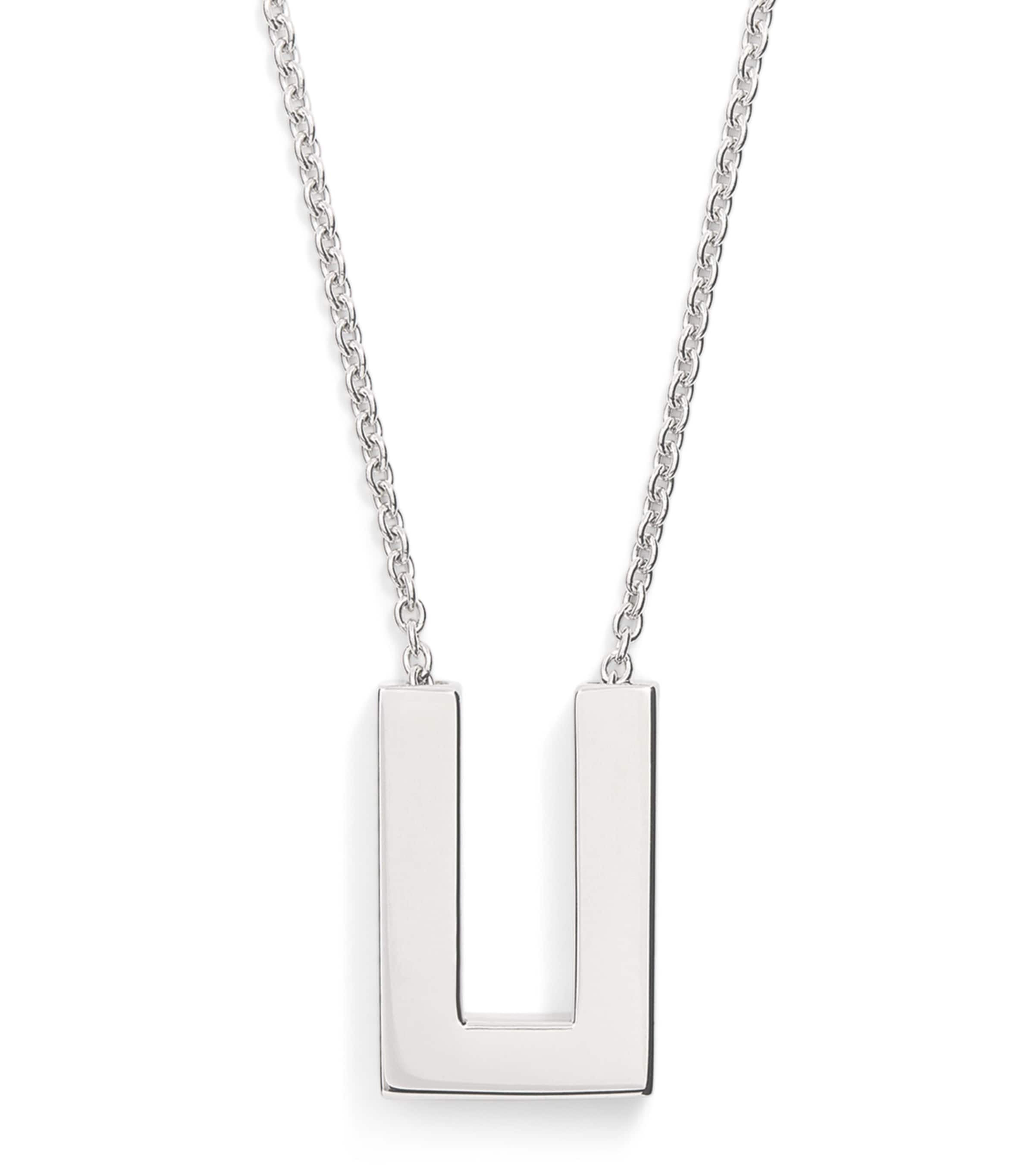 Rhodium-Plated Sterling Silver Square Pendent Necklace