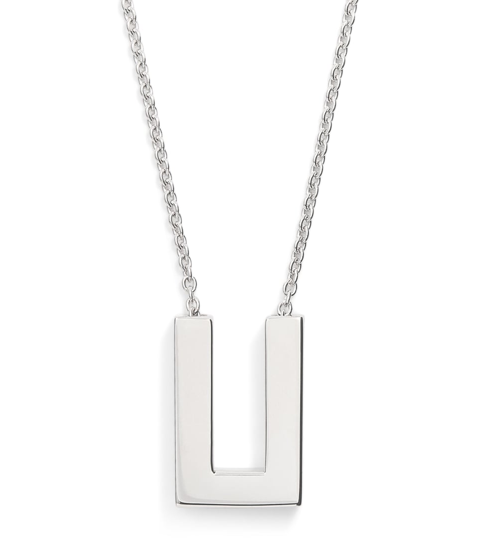Rhodium-Plated Sterling Silver Square Pendent Necklace