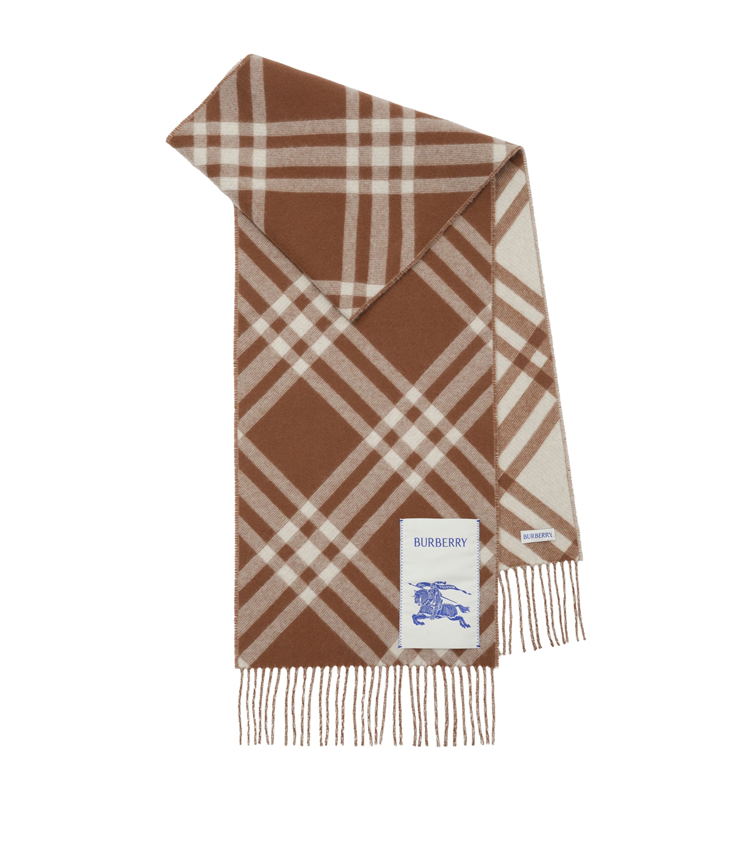 Burberry Cashmere Check Scarf Finch Brown