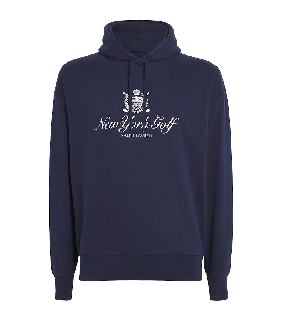 RLX Ralph Lauren Mens Cotton-Blend Hoodie Refined Navy