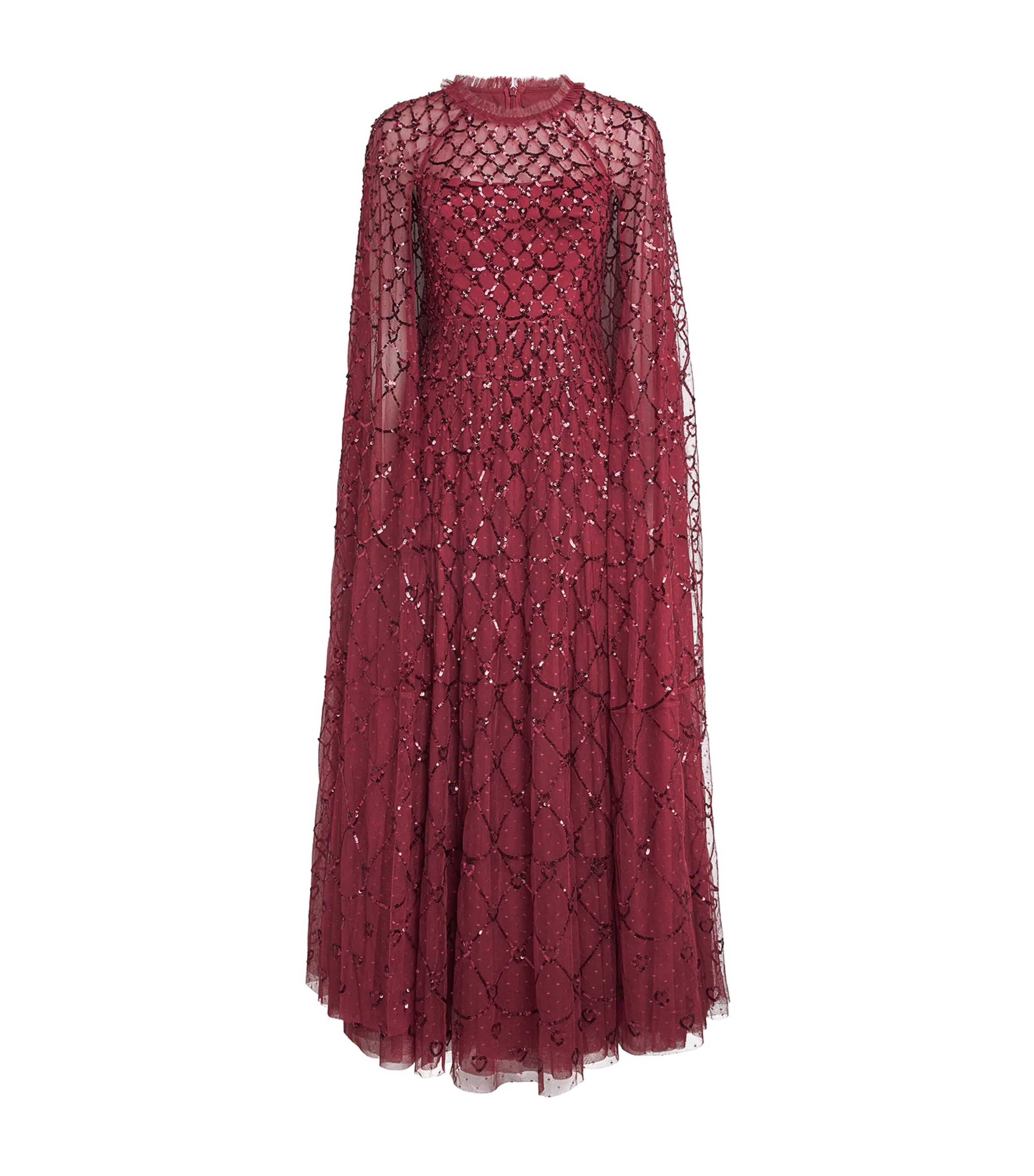 Needle & Thread Womens Heart Lattice Gown Garnet