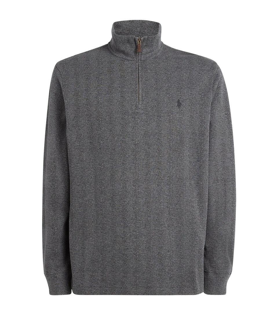 Cotton Heringbone Quarter-Zip Sweatshirt
