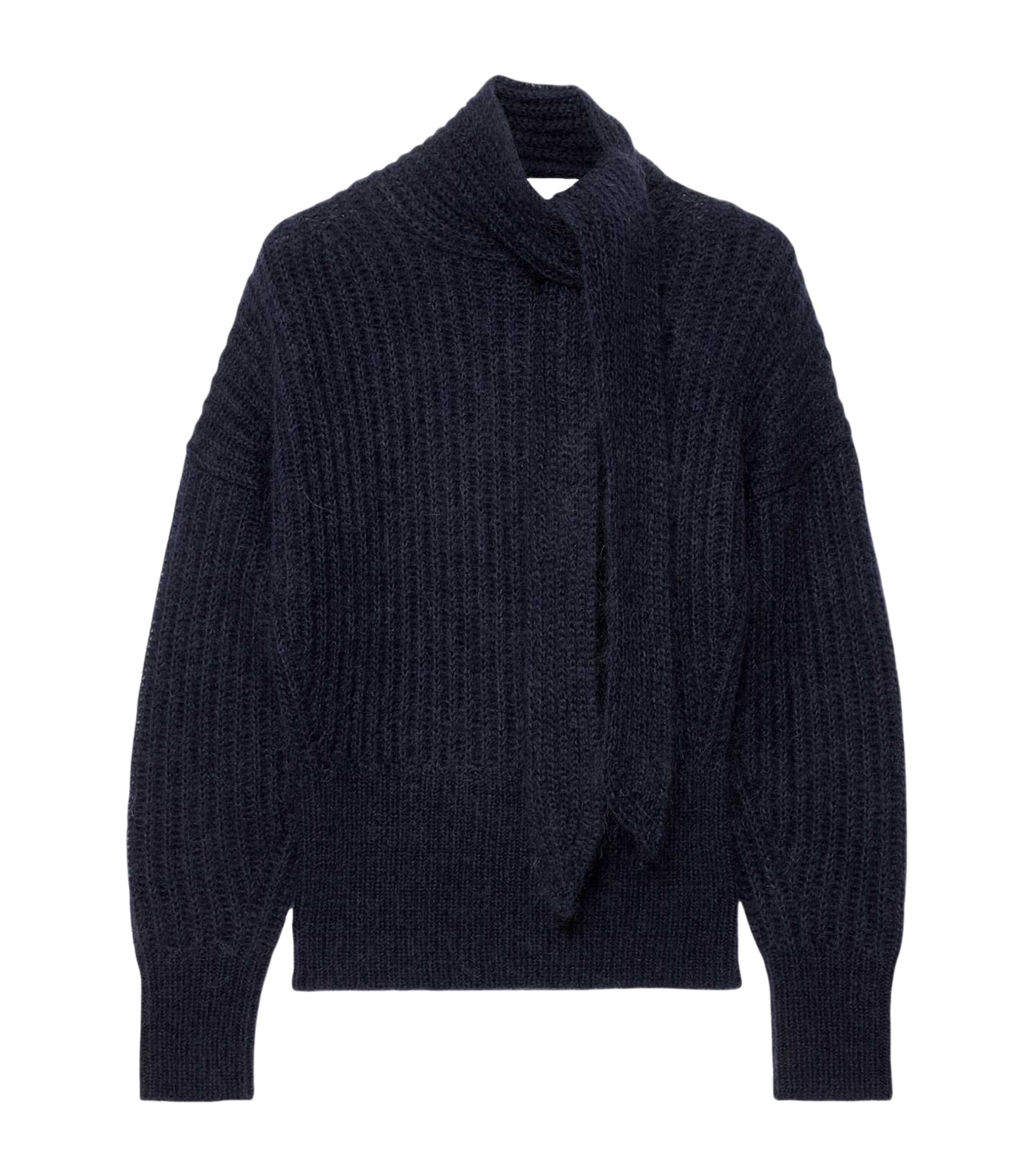 AllSaints Womens Relaxed Tie-Detail Etty Sweater Ink Navy Blue