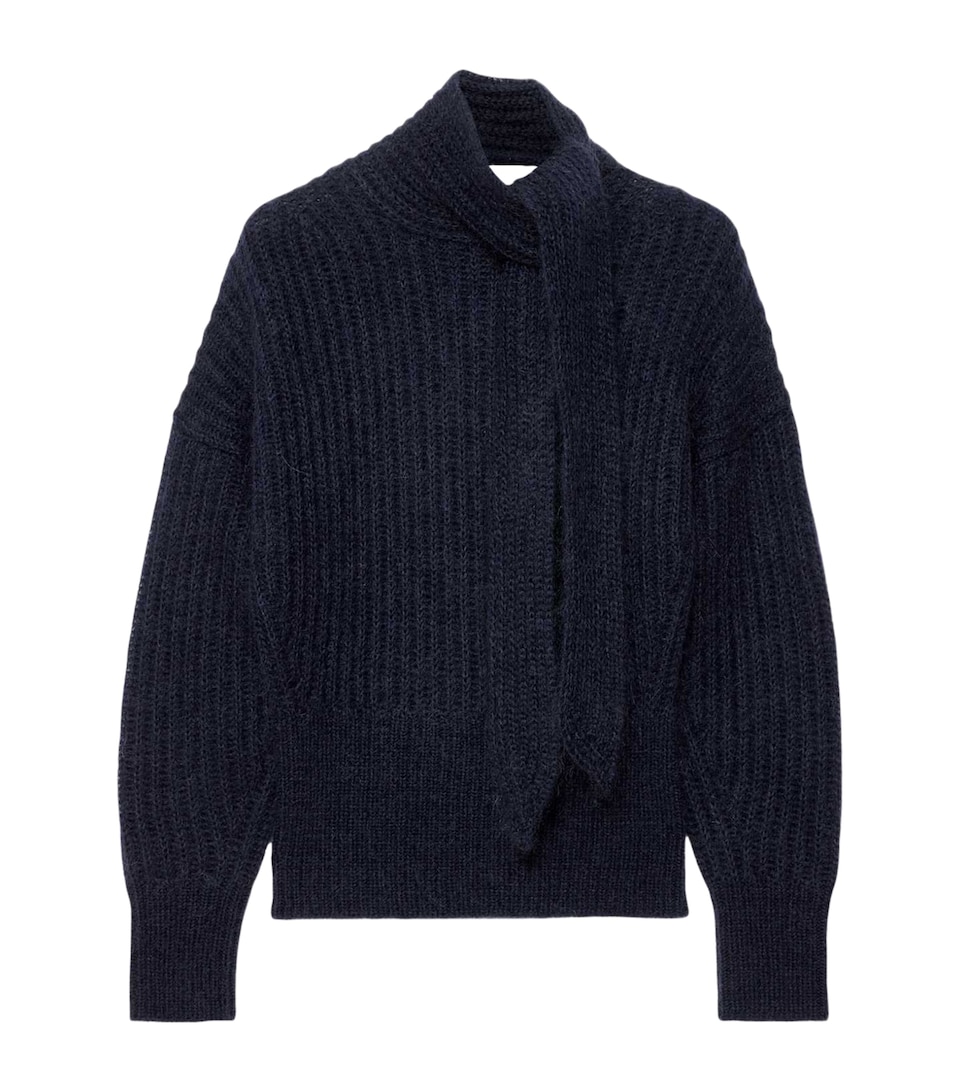 AllSaints Womens Relaxed Tie-Detail Etty Sweater Ink Navy Blue