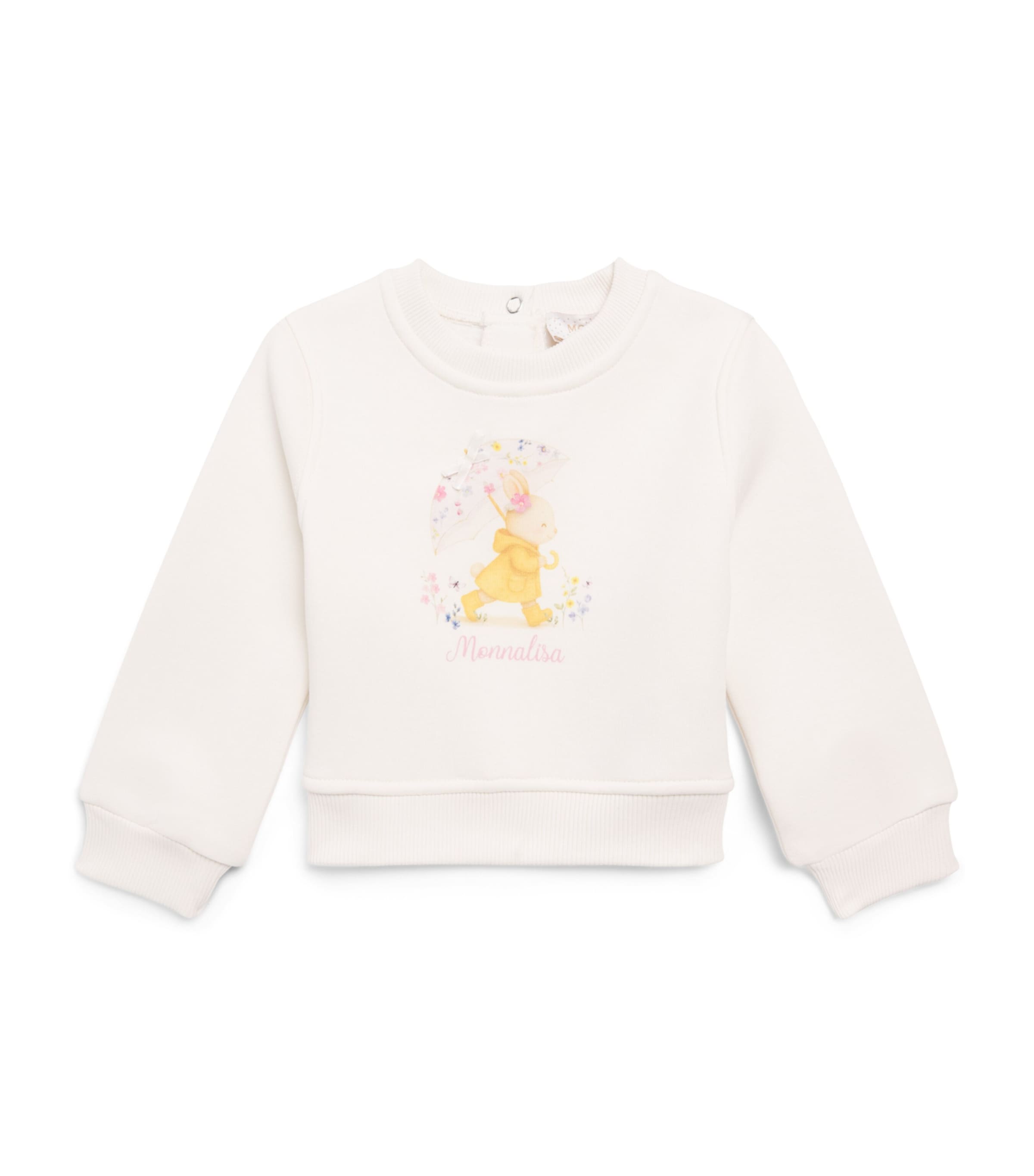 Monnalisa Cotton Printed Sweatshirt (6 Months - 6 Years) Gardenia