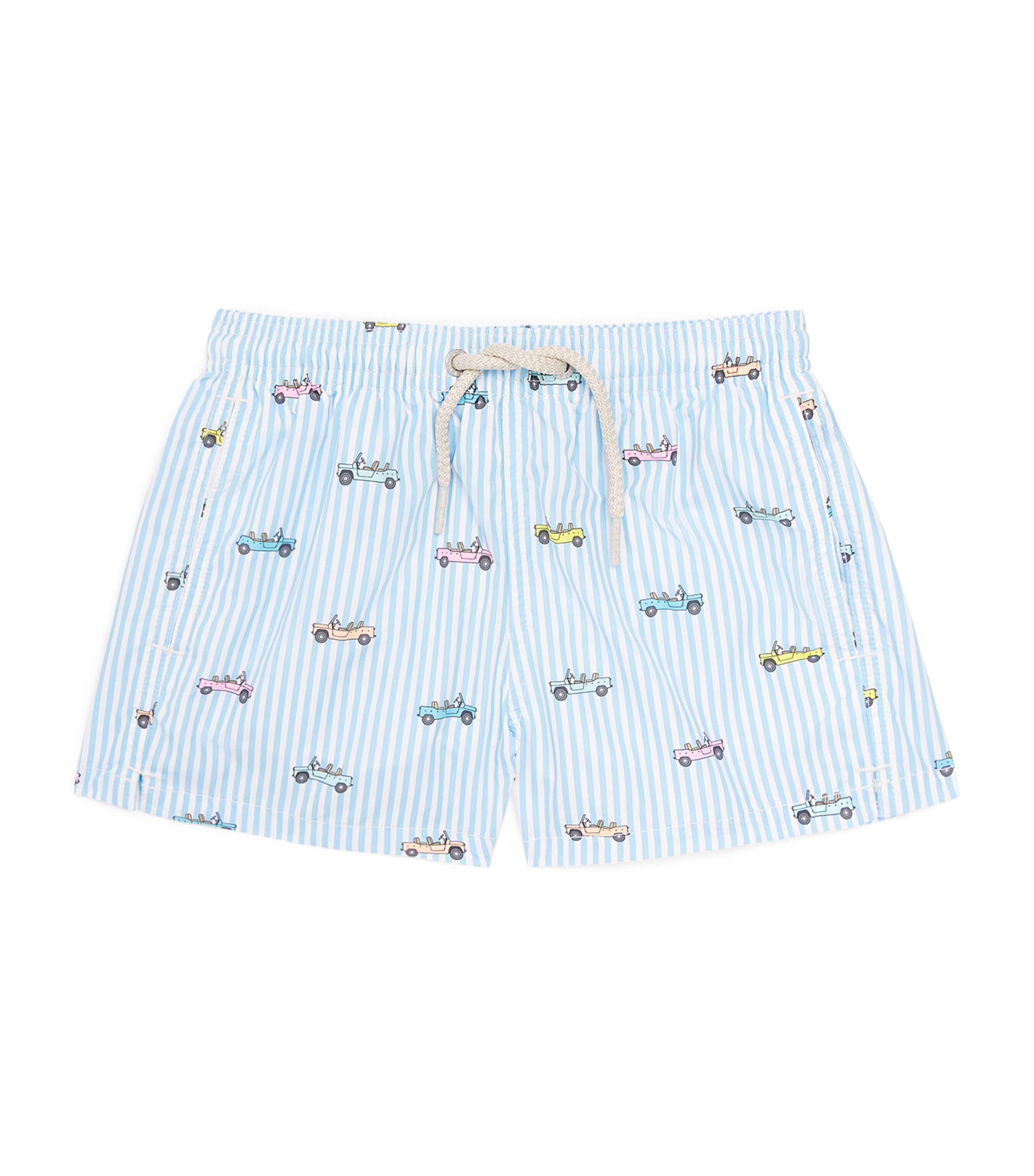 Mc2 Saint Barth Kids Printed Jean Lighting Swim Trunks (2-14 Years) Spd Multi Strpe S