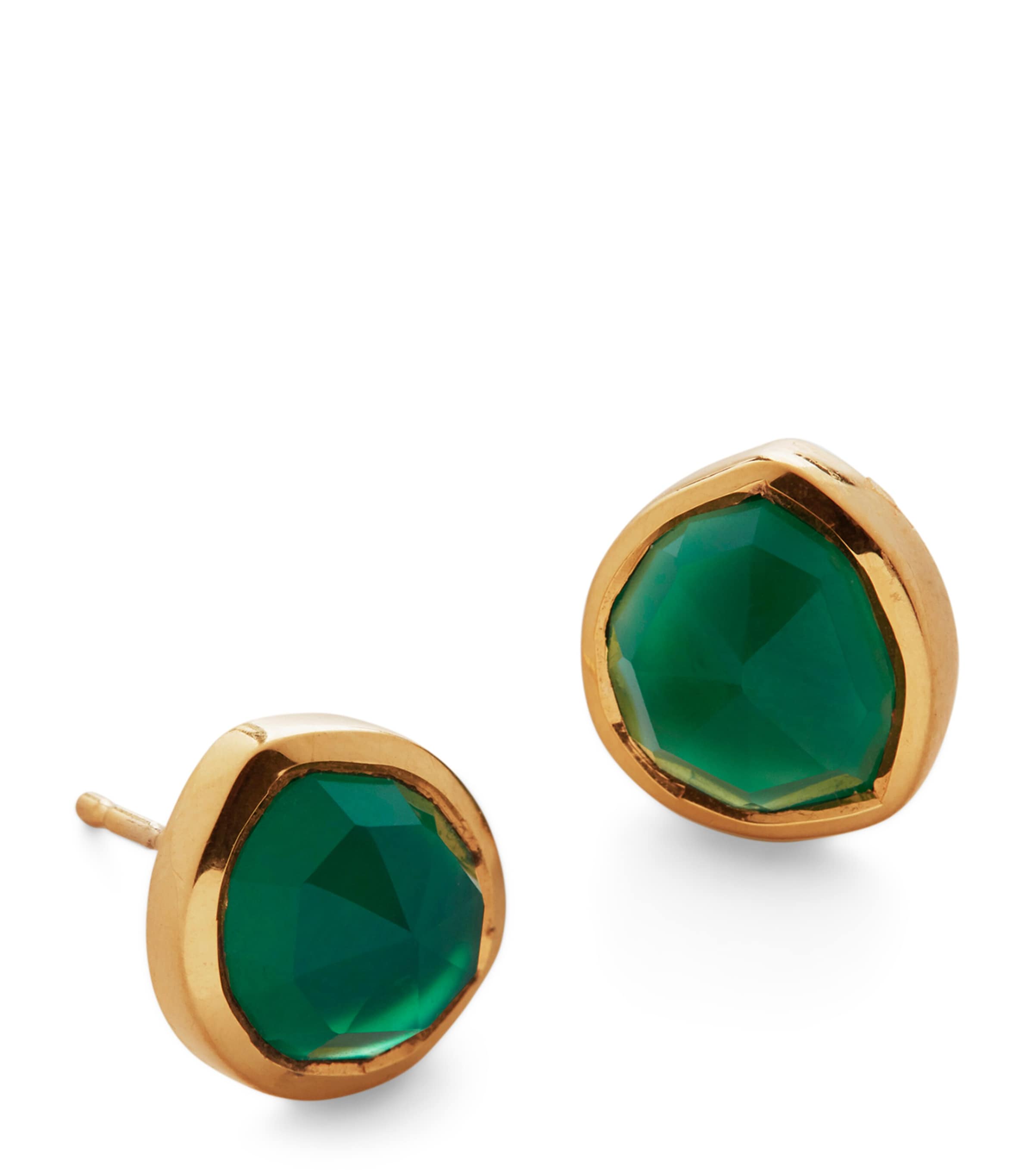 Monica Vinader Gold Vermeil and Onyx Siren Stud Earrings Gold Vermeil