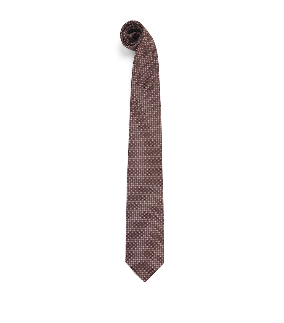 Pal Zileri Silk Geometric Jacquard Tie Brown