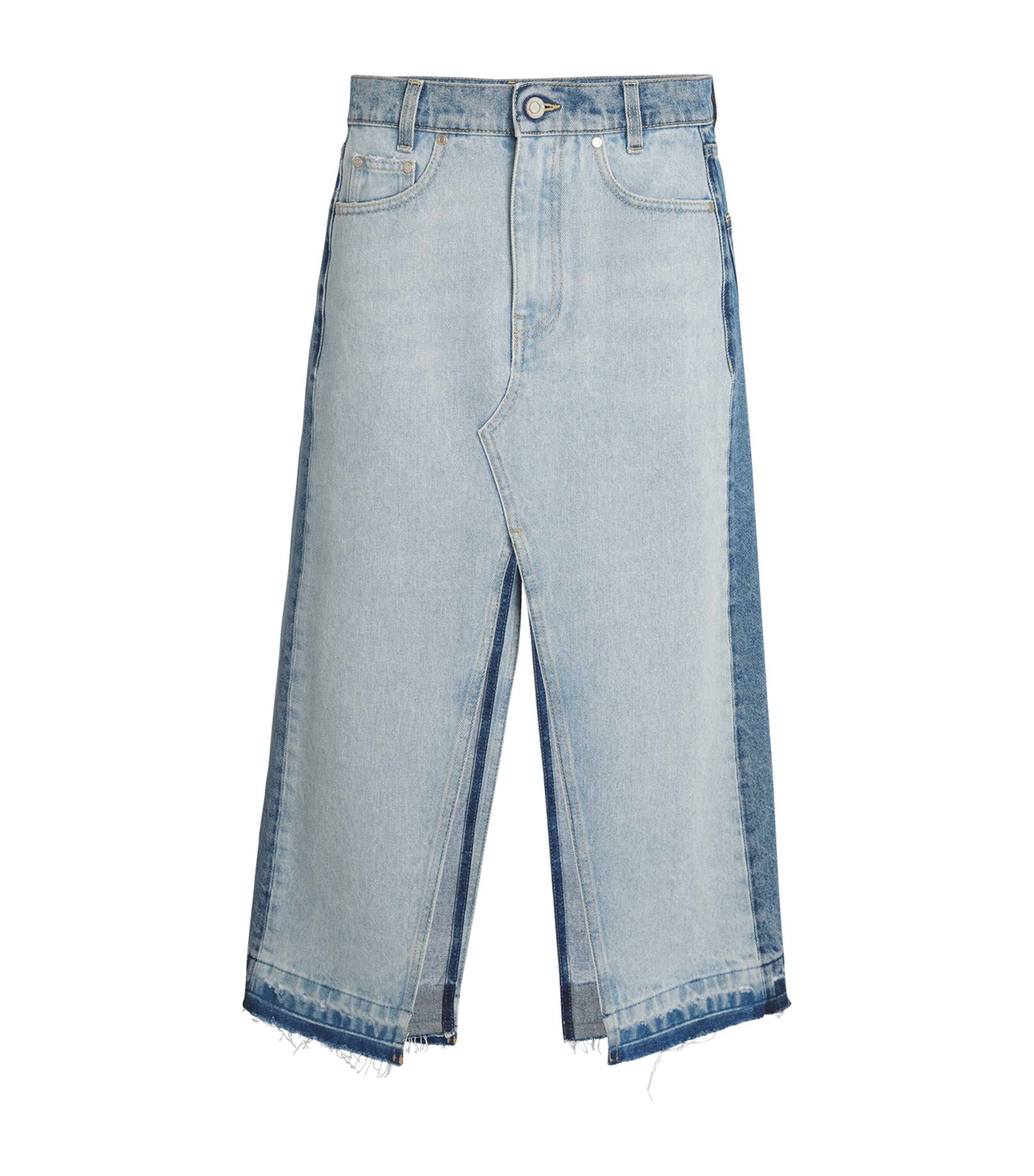 Organic Denim Split Midi Skirt