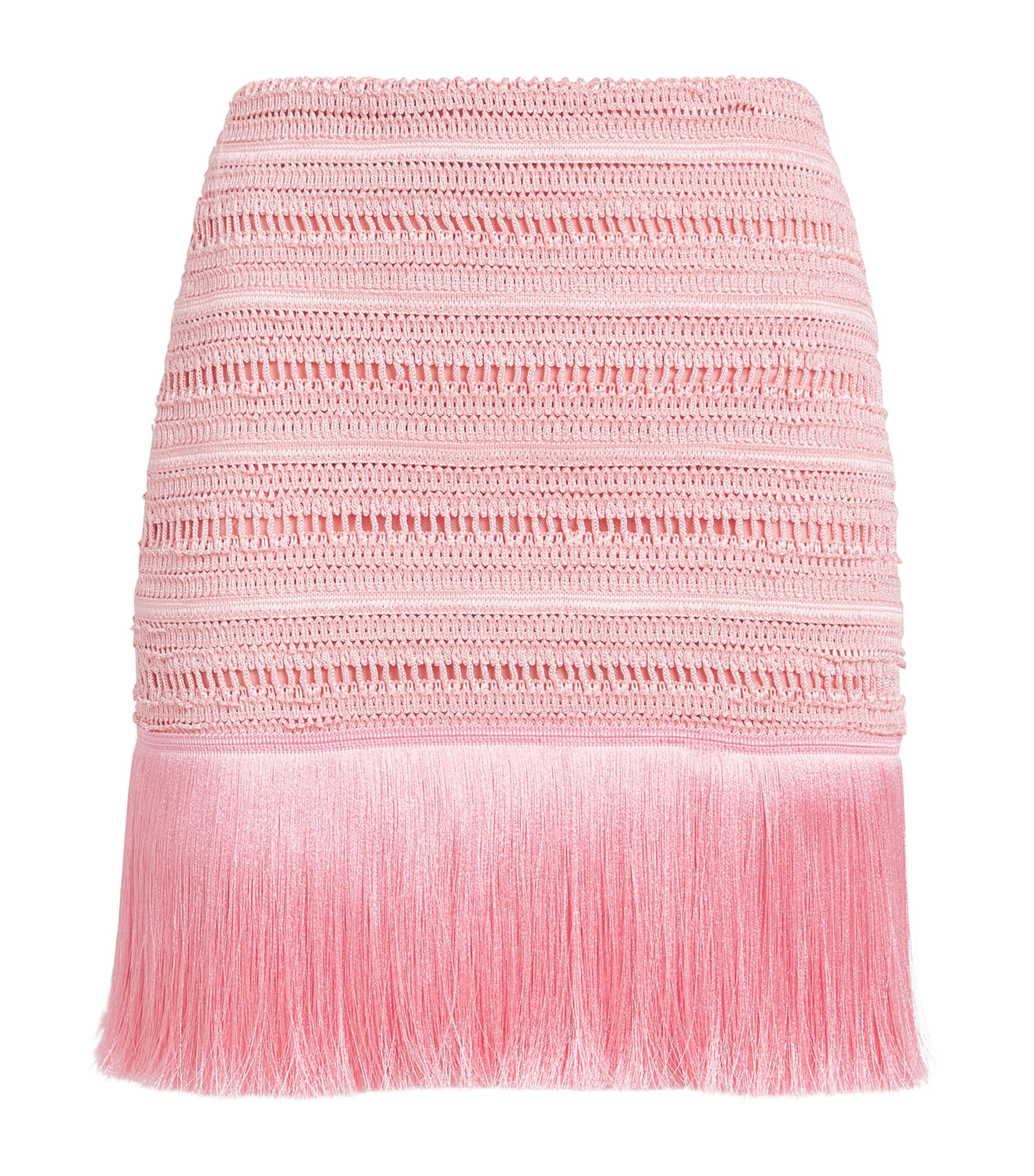 PatBO Womens Fringed Mini Skirt Pink