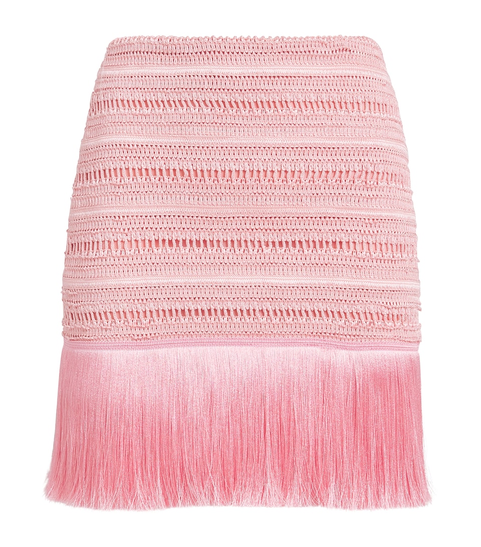 PatBO Womens Fringed Mini Skirt Pink