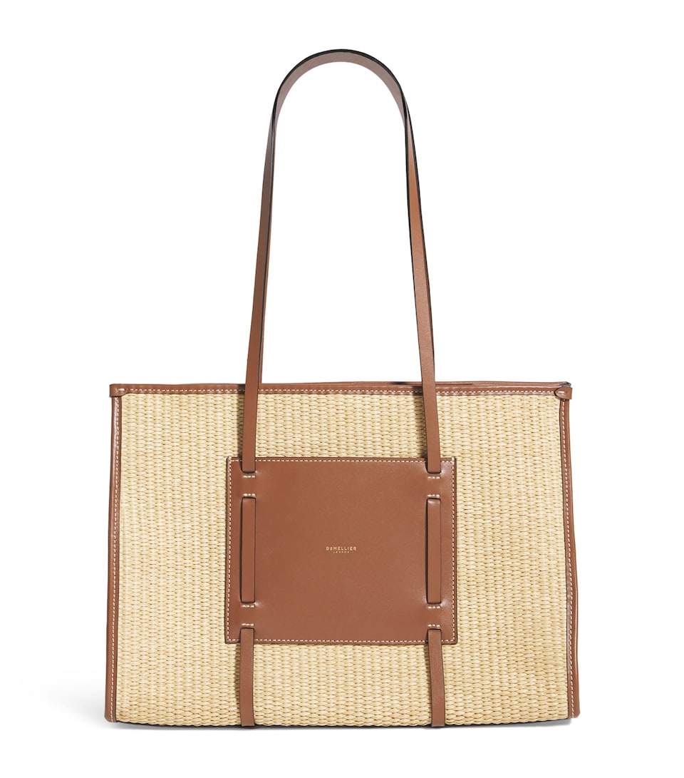 Raffia-Leather Capri Tote Bag