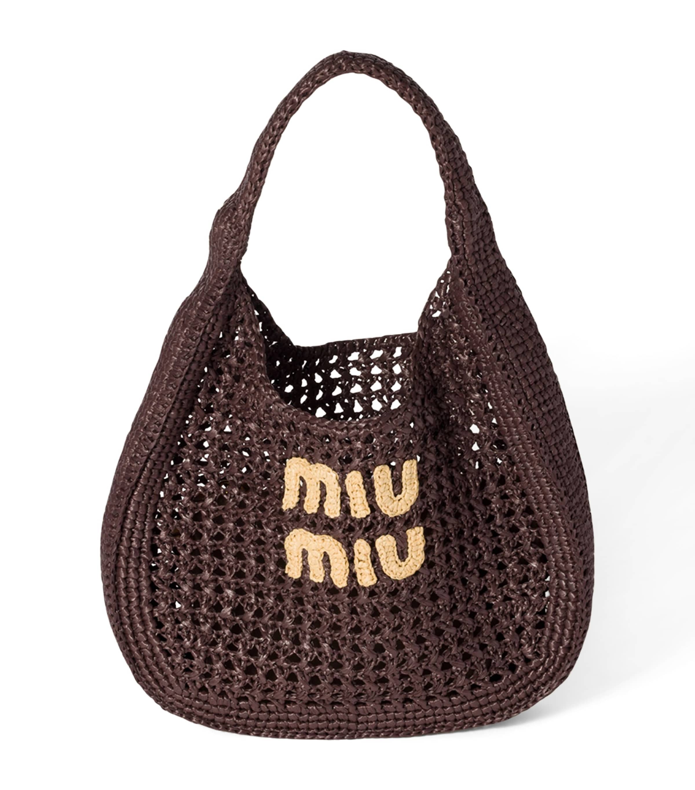 Miu Miu Raffia-Effect Woven Tote Bag | Harrods UK